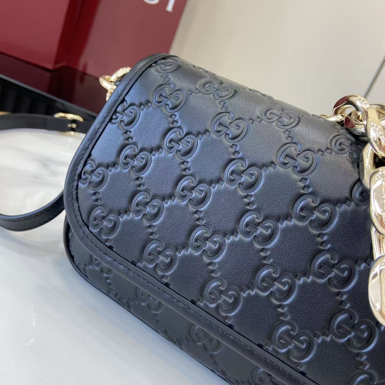 Gucci GG Emblem Small Shoulder Bag - DesignerGu