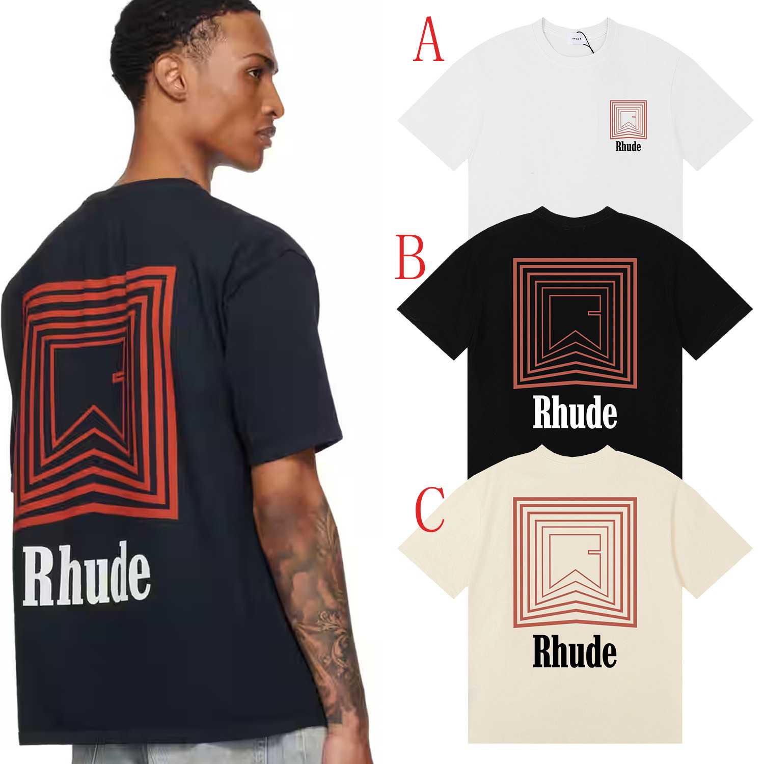 Rhude Printed Cotton-Jersey T-Shirt  - DesignerGu