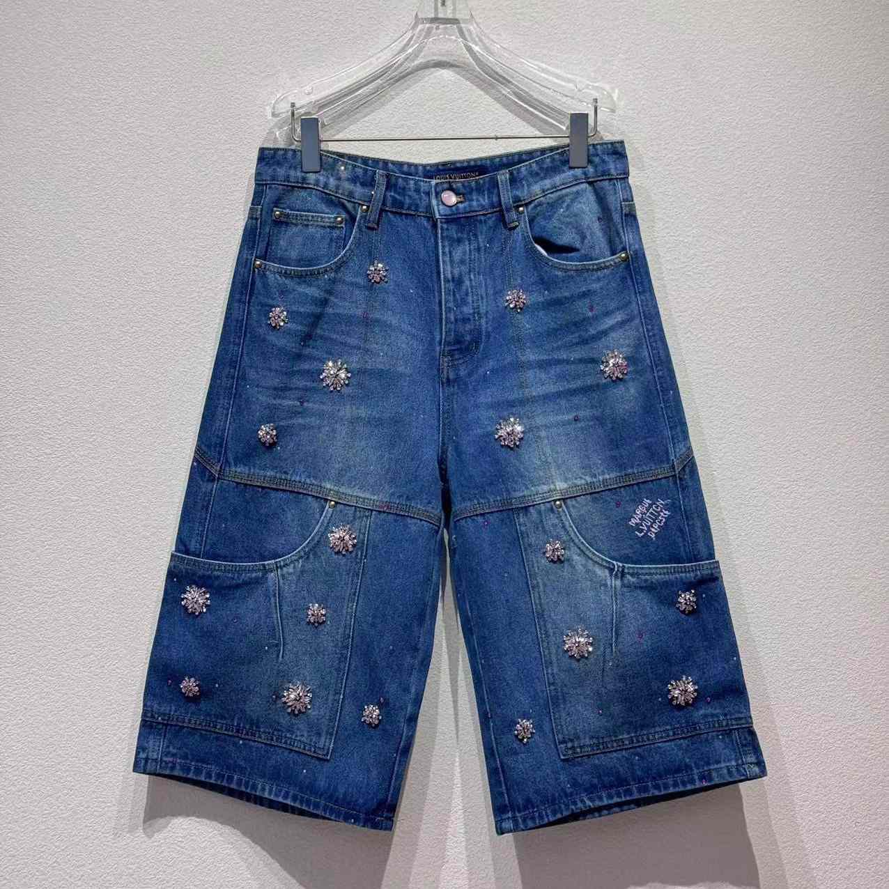 Louis Vuitton Embroidered Denim Workwear Shorts   1AILTW - DesignerGu
