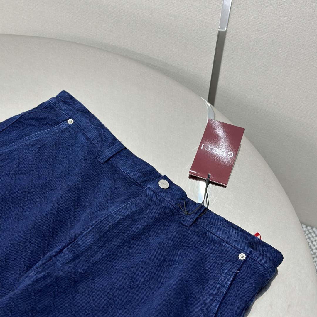 Gucci Bleached GG Cotton Denim Jacquard Pant - DesignerGu