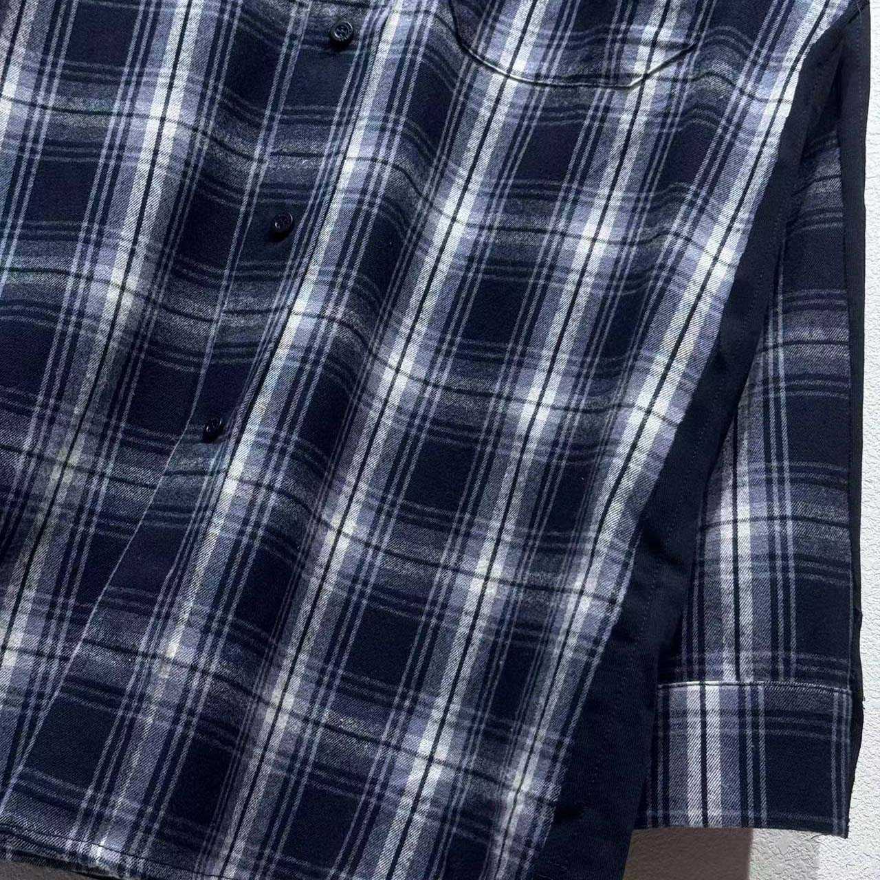 Balenciaga Hybrid Overshirt In Black And Grey Check Flannel - DesignerGu