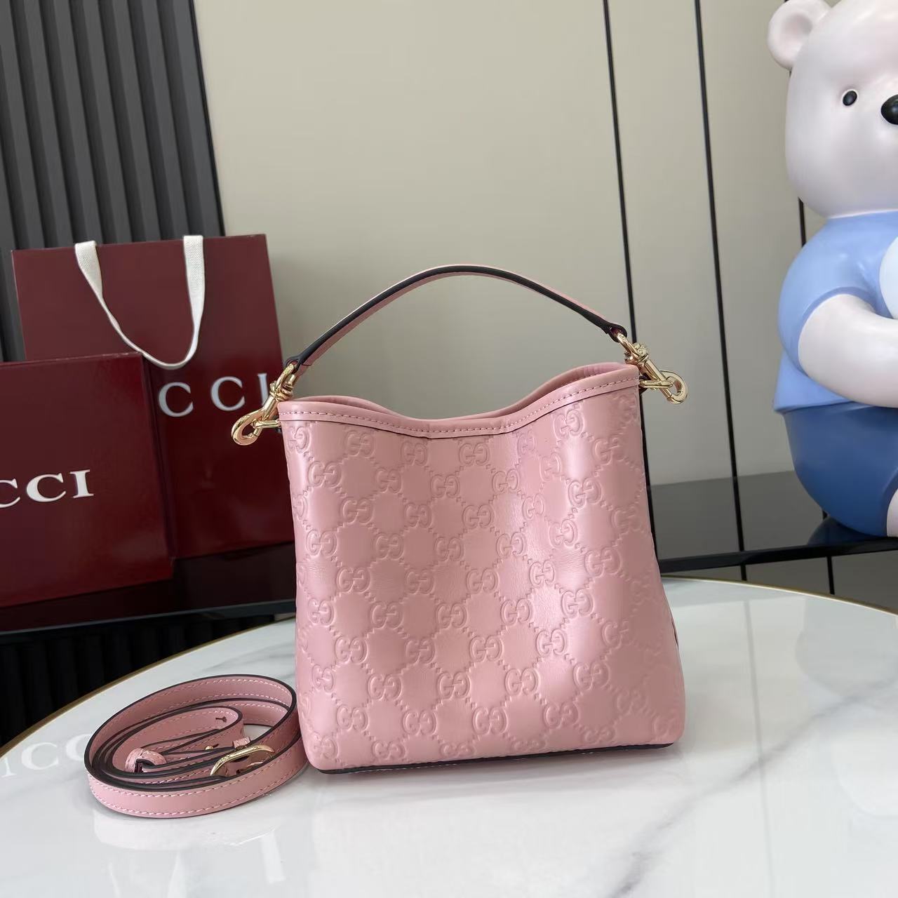 Gucci GG Emblem Nano Bucket Bag - DesignerGu