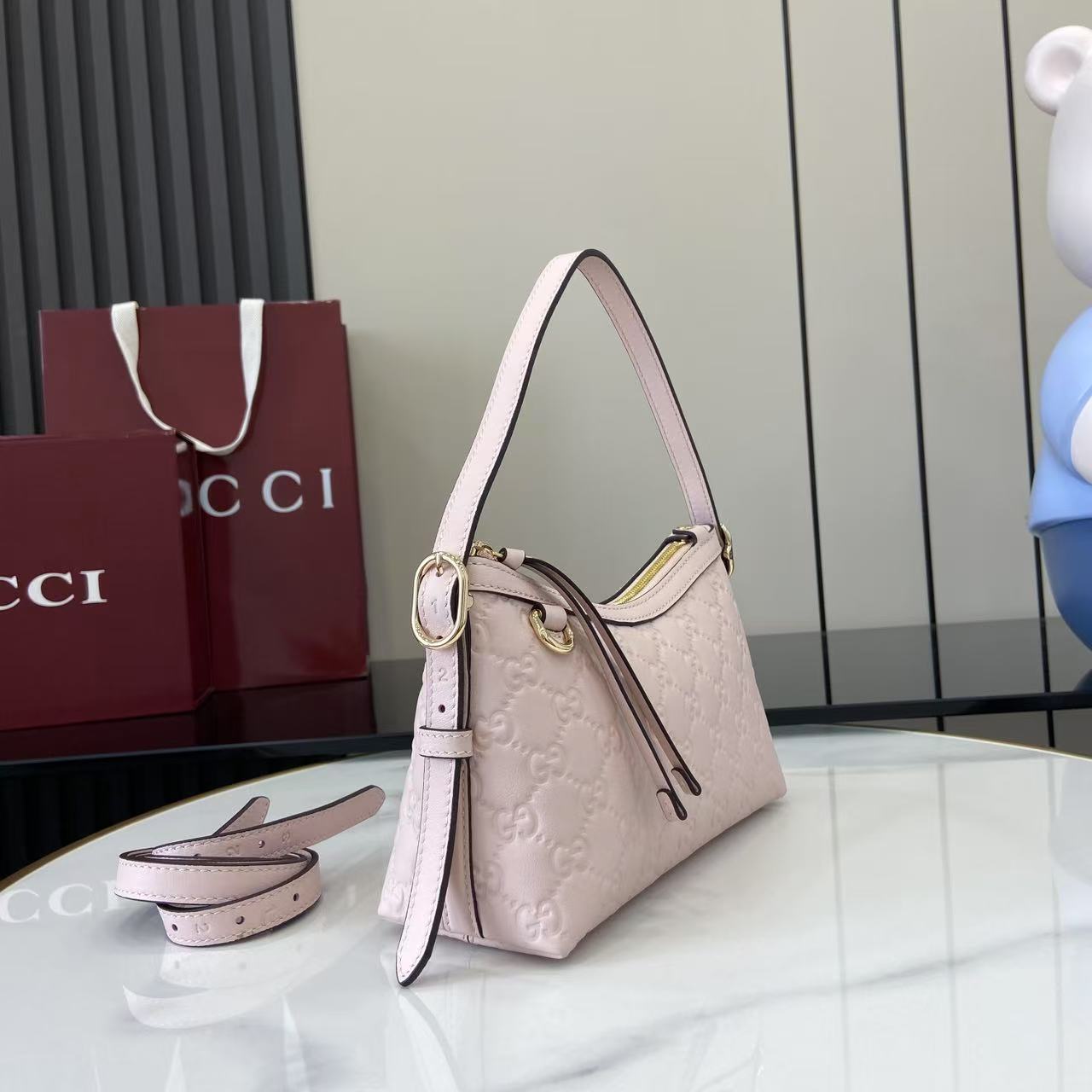 Gucci GG Emblem Small Shoulder Bag - DesignerGu