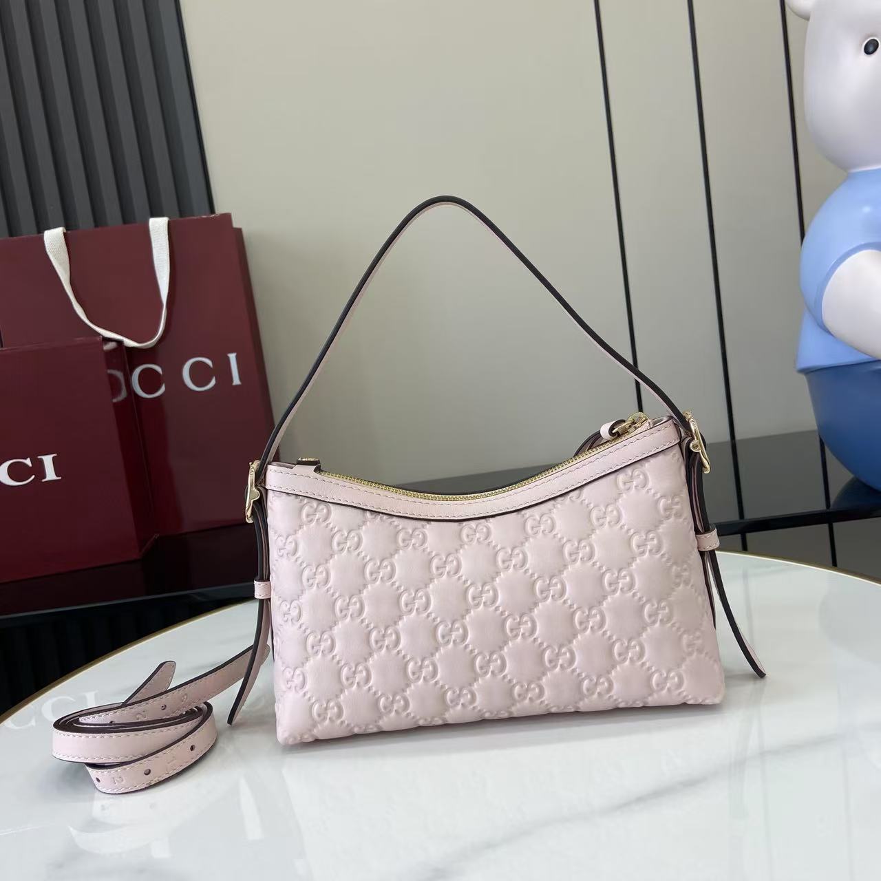 Gucci GG Emblem Small Shoulder Bag - DesignerGu