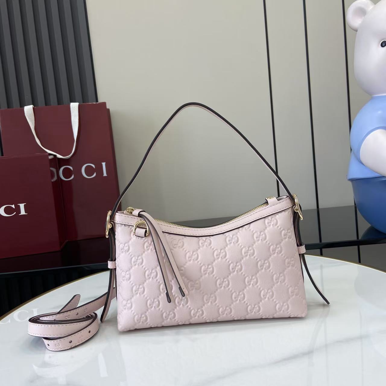 Gucci GG Emblem Small Shoulder Bag - DesignerGu