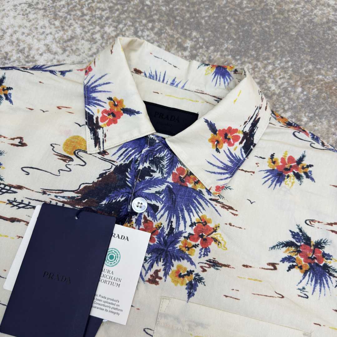 Prada Printed Cotton Bowling Shirt - DesignerGu