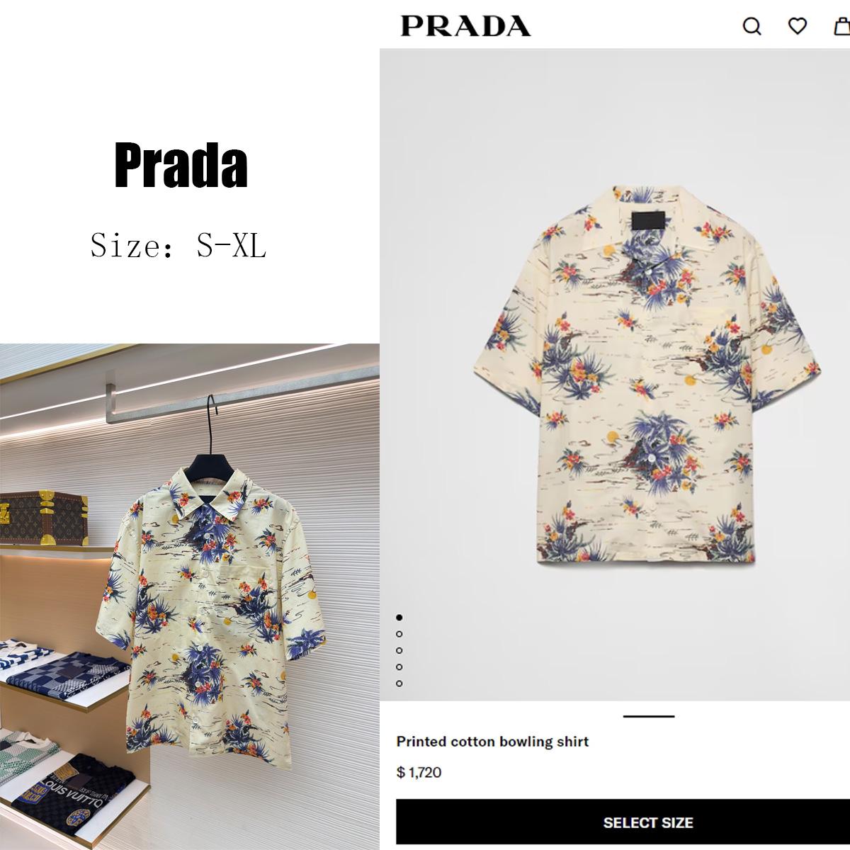 Prada Printed Cotton Bowling Shirt - DesignerGu