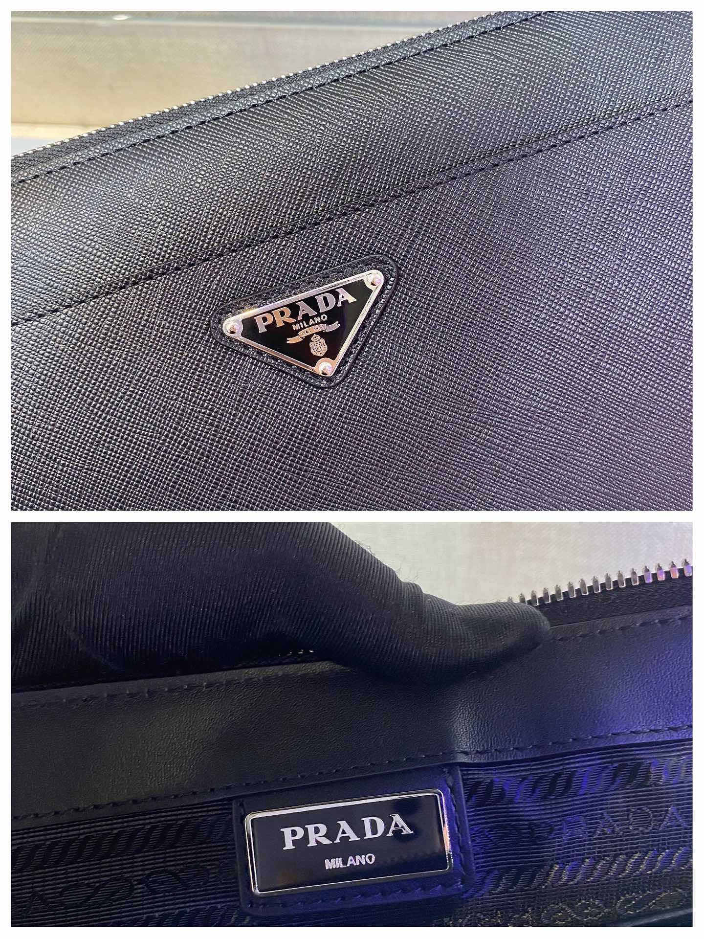 Prada Saffiano Leather Pouch - DesignerGu