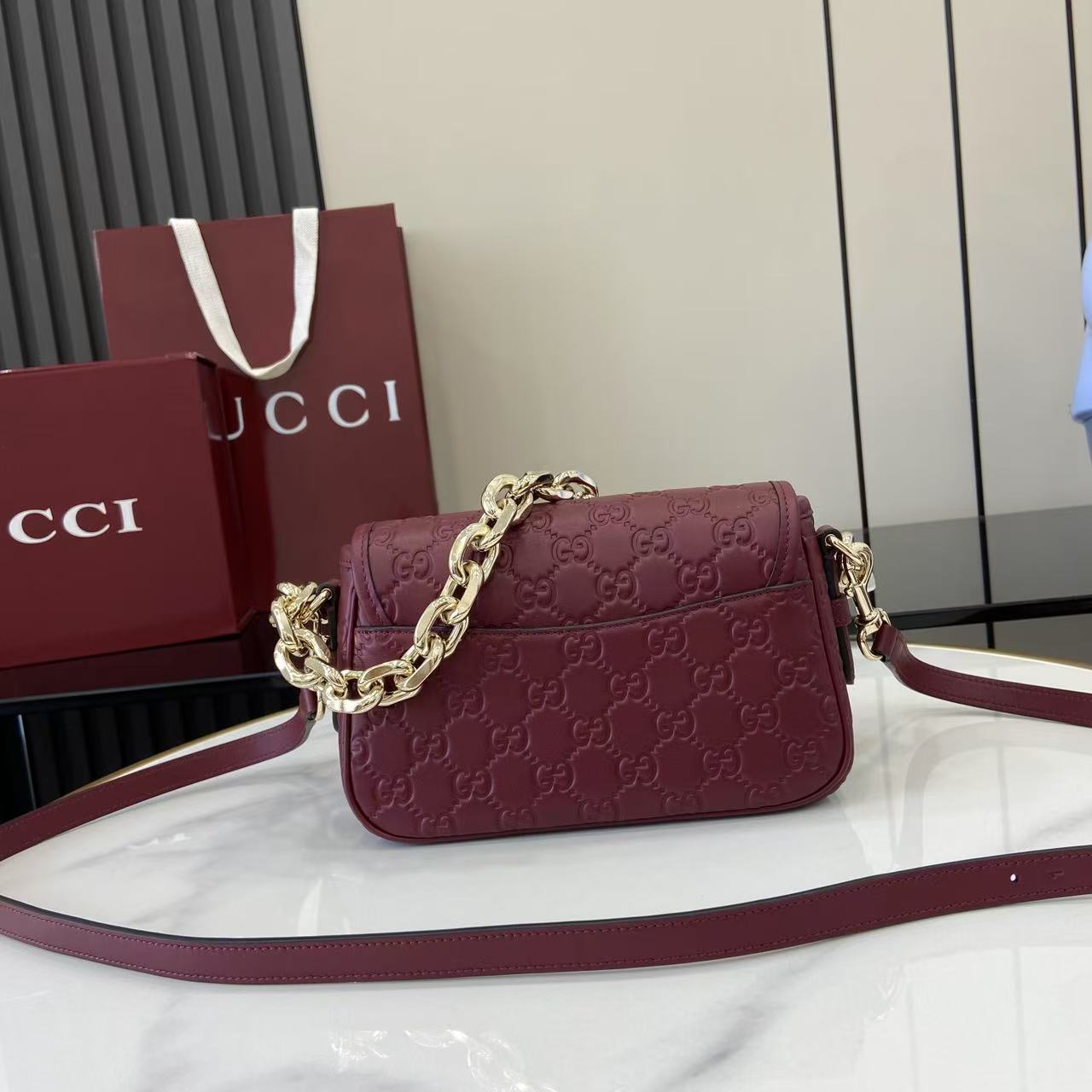 Gucci GG Emblem Small Shoulder Bag - DesignerGu