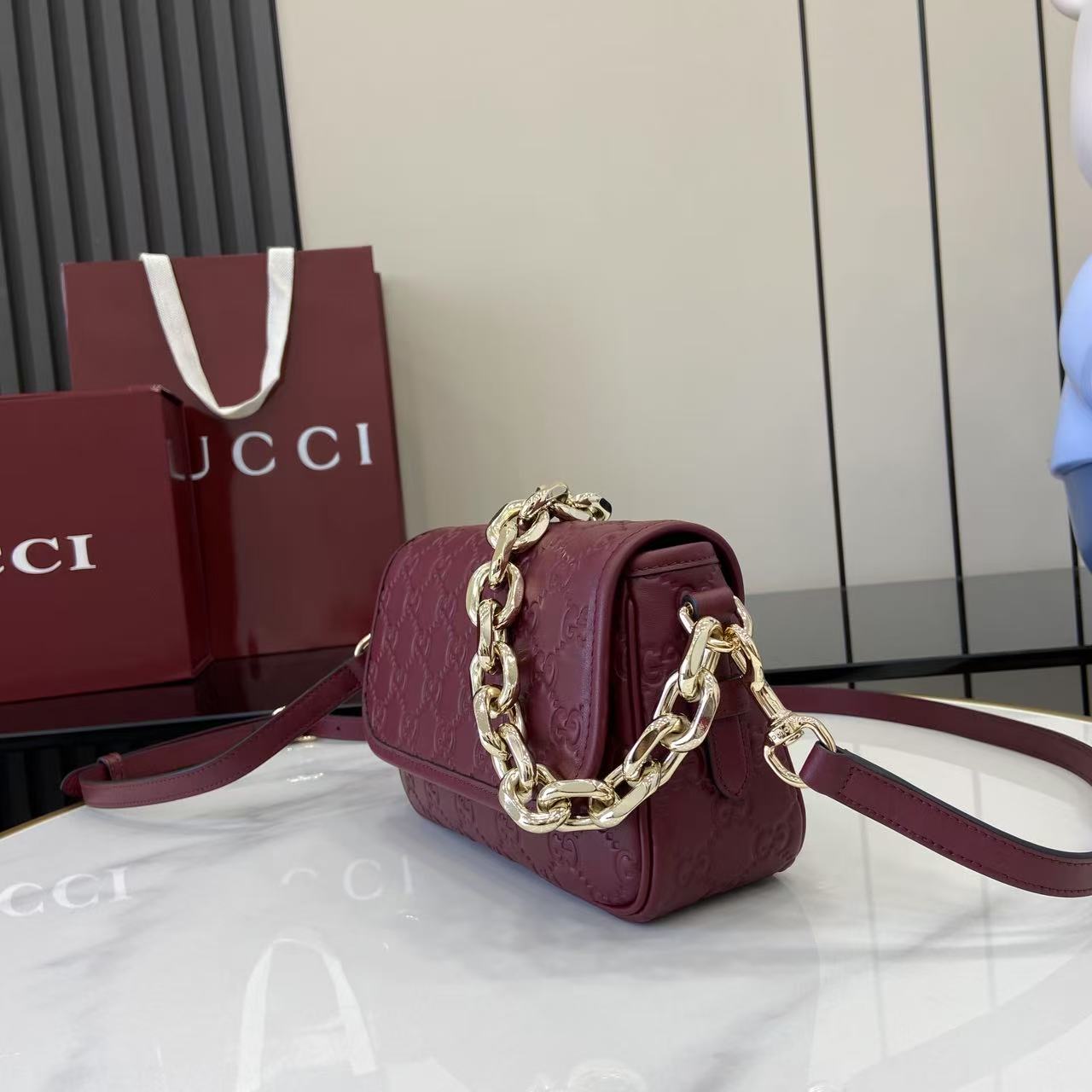Gucci GG Emblem Small Shoulder Bag - DesignerGu