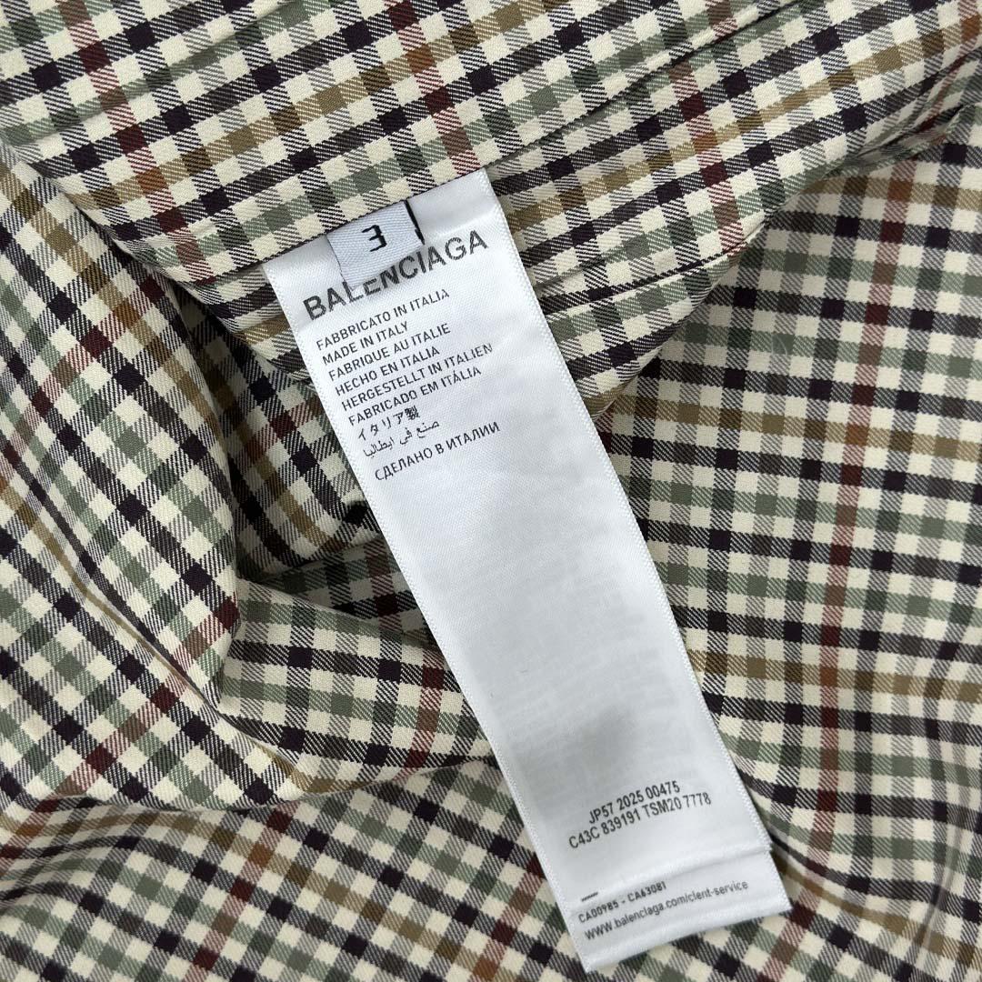 Balenciaga Zip-Up Shirt In Beige And Khaki Checked Flannel - DesignerGu