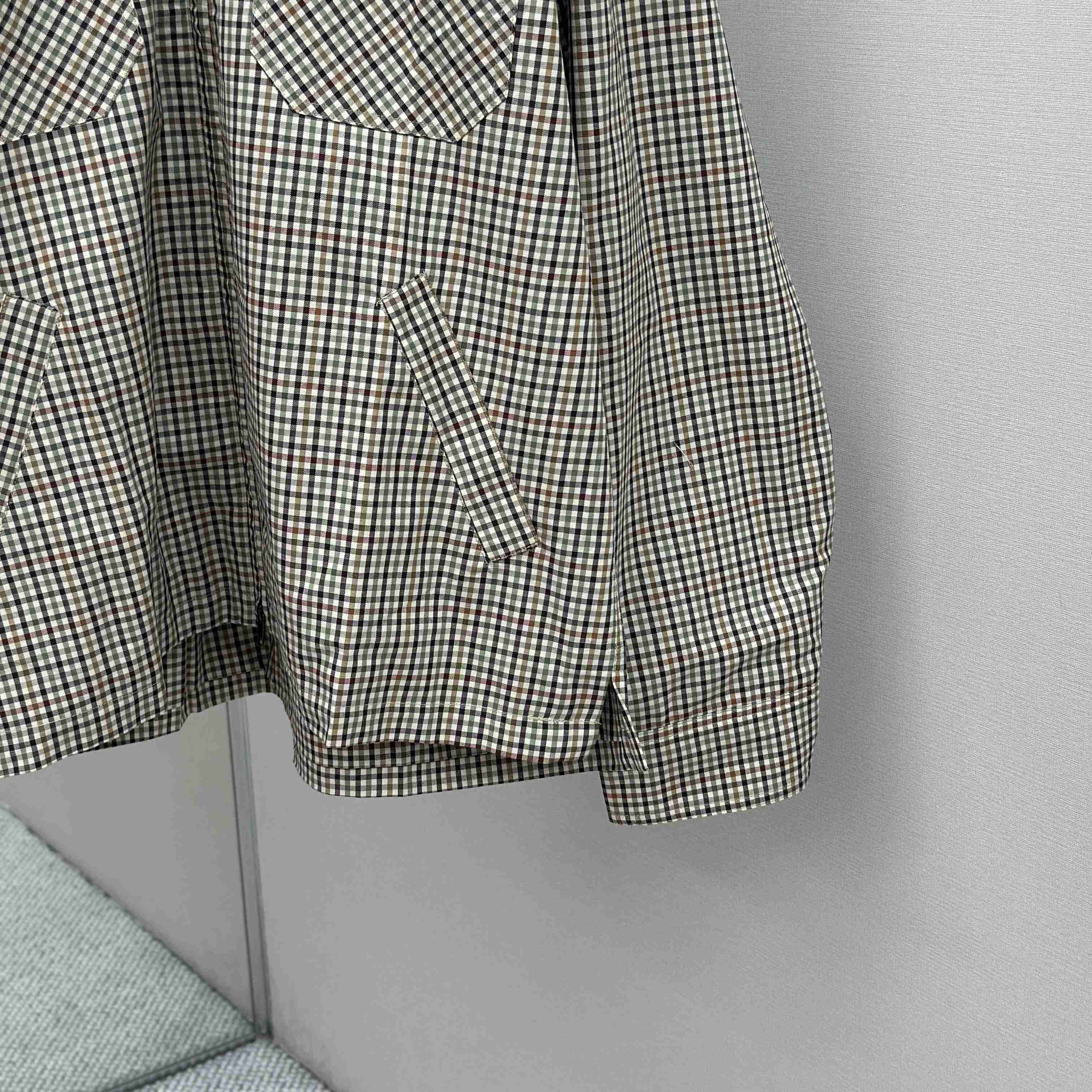 Balenciaga Zip-Up Shirt In Beige And Khaki Checked Flannel - DesignerGu