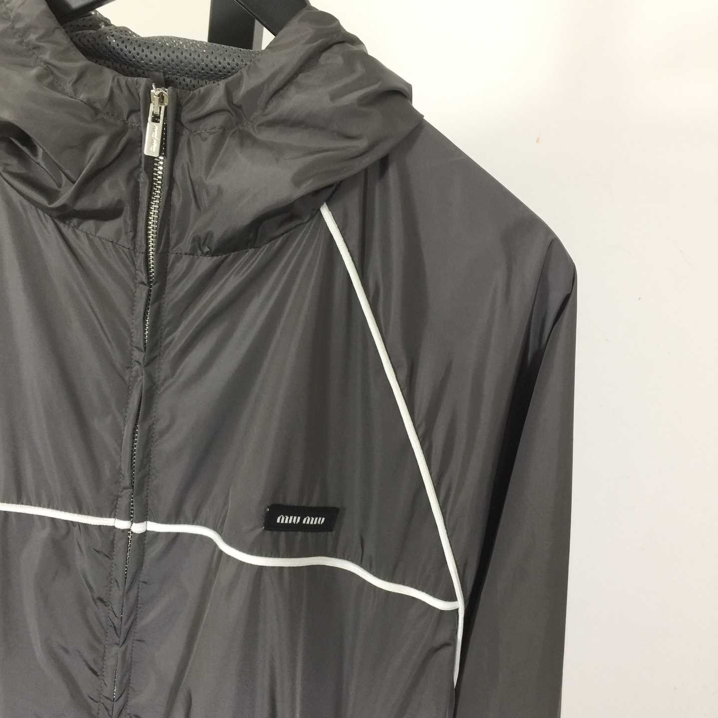 Miu Miu Aluminum Technical Silk Zipper Blouson Jacket - DesignerGu