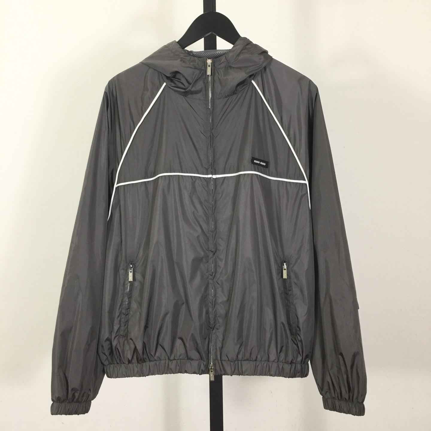 Miu Miu Aluminum Technical Silk Zipper Blouson Jacket - DesignerGu