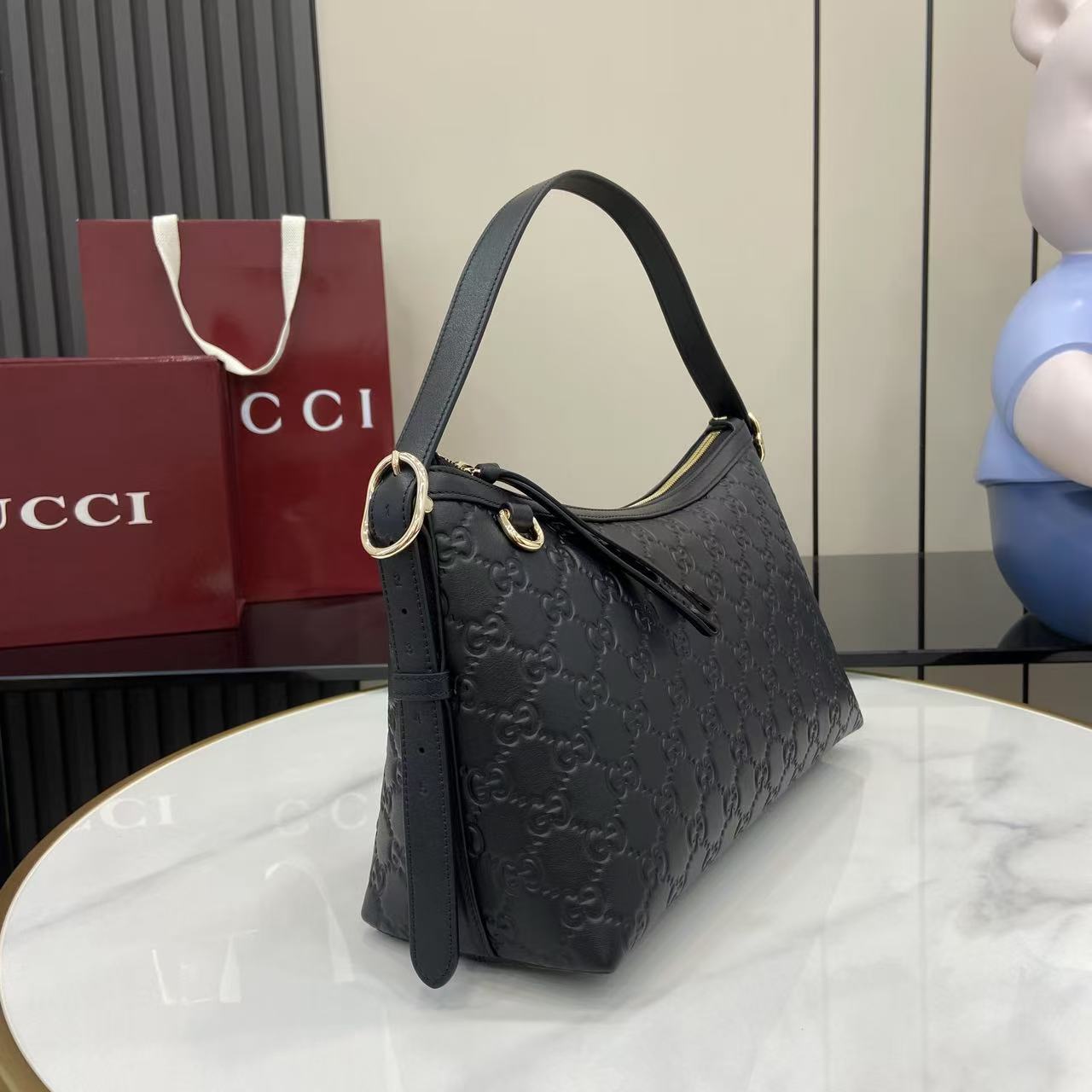 Gucci GG Emblem Medium Shoulder Bag - DesignerGu