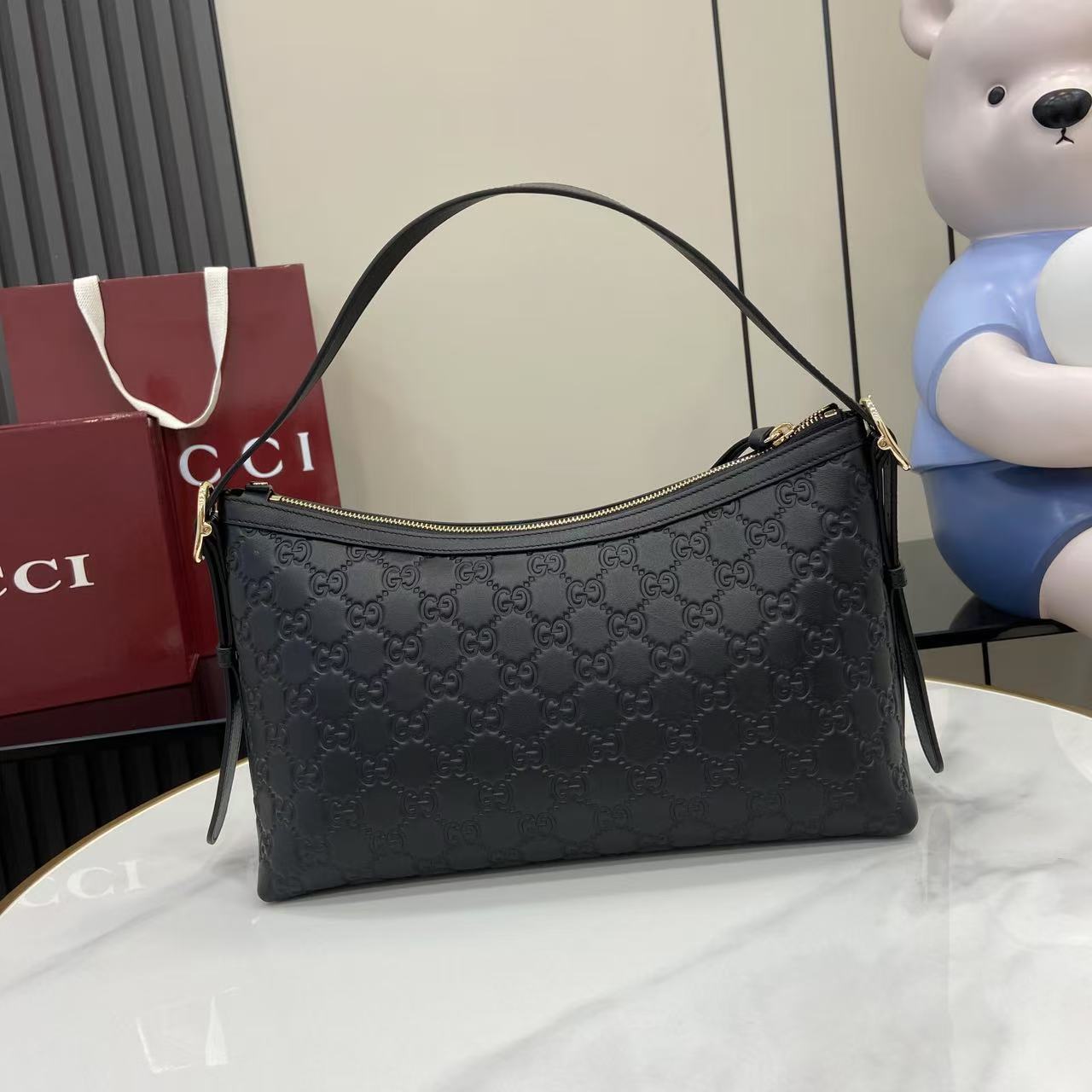 Gucci GG Emblem Medium Shoulder Bag - DesignerGu