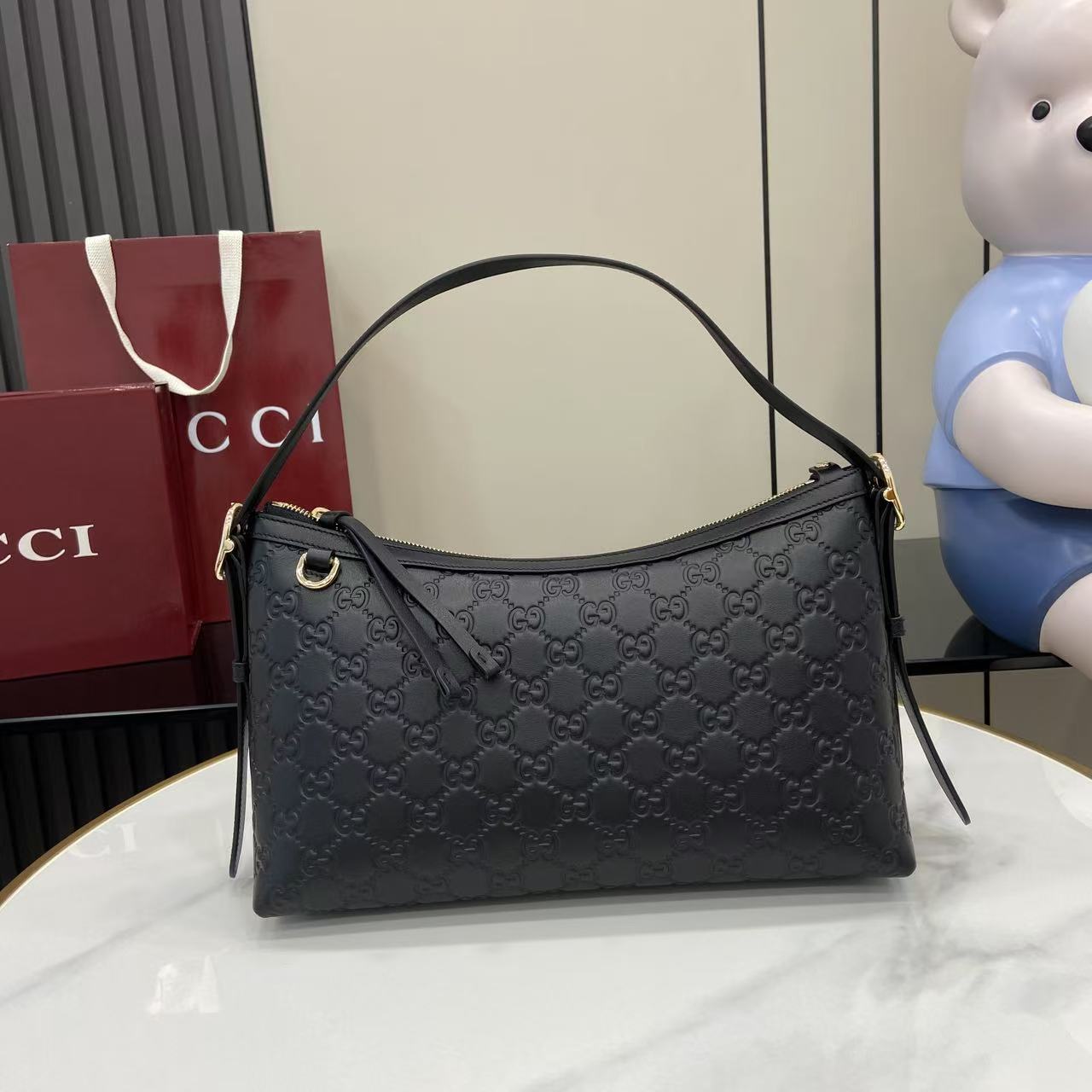 Gucci GG Emblem Medium Shoulder Bag - DesignerGu