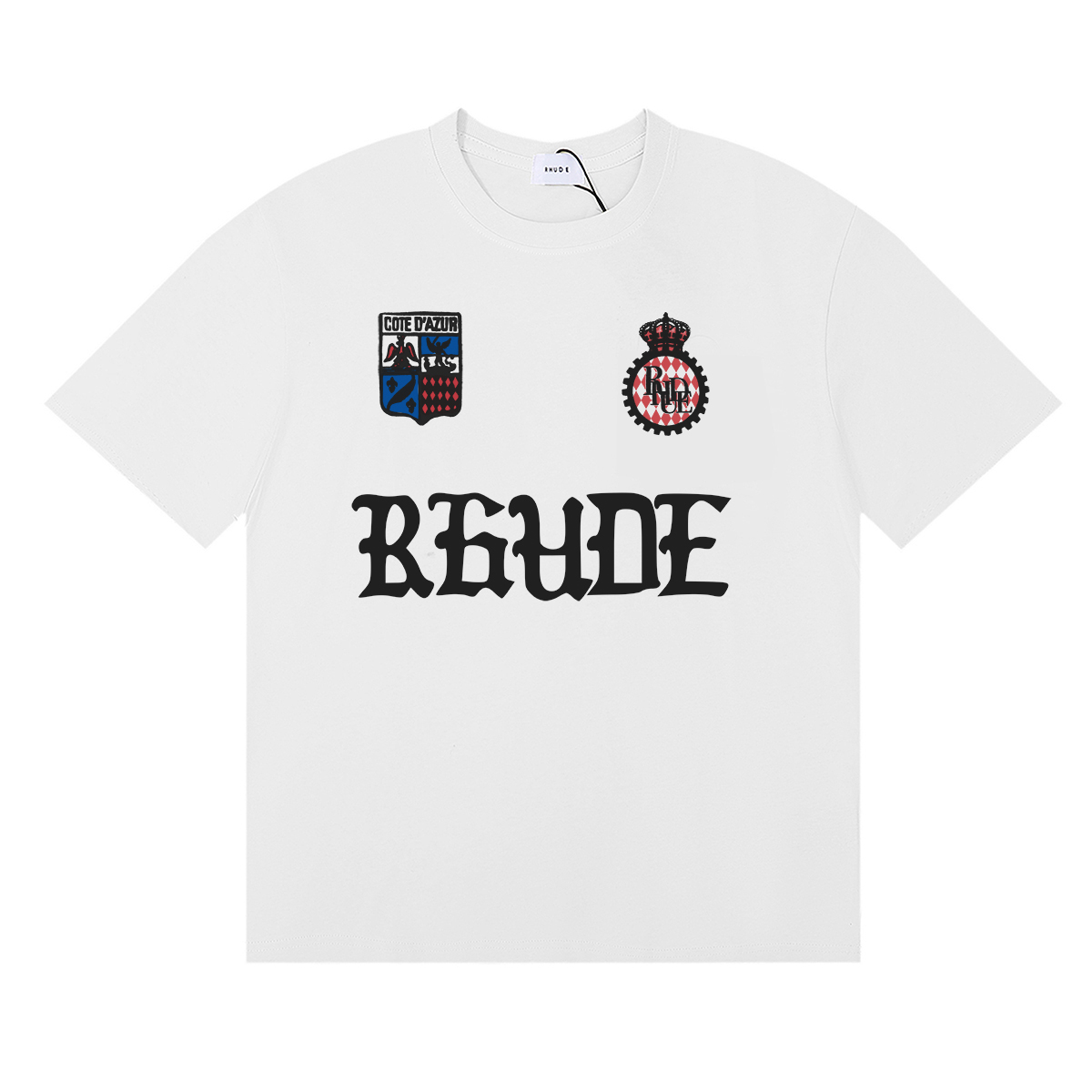 Rhude Cote D'azur Crest Oversized Tee - DesignerGu