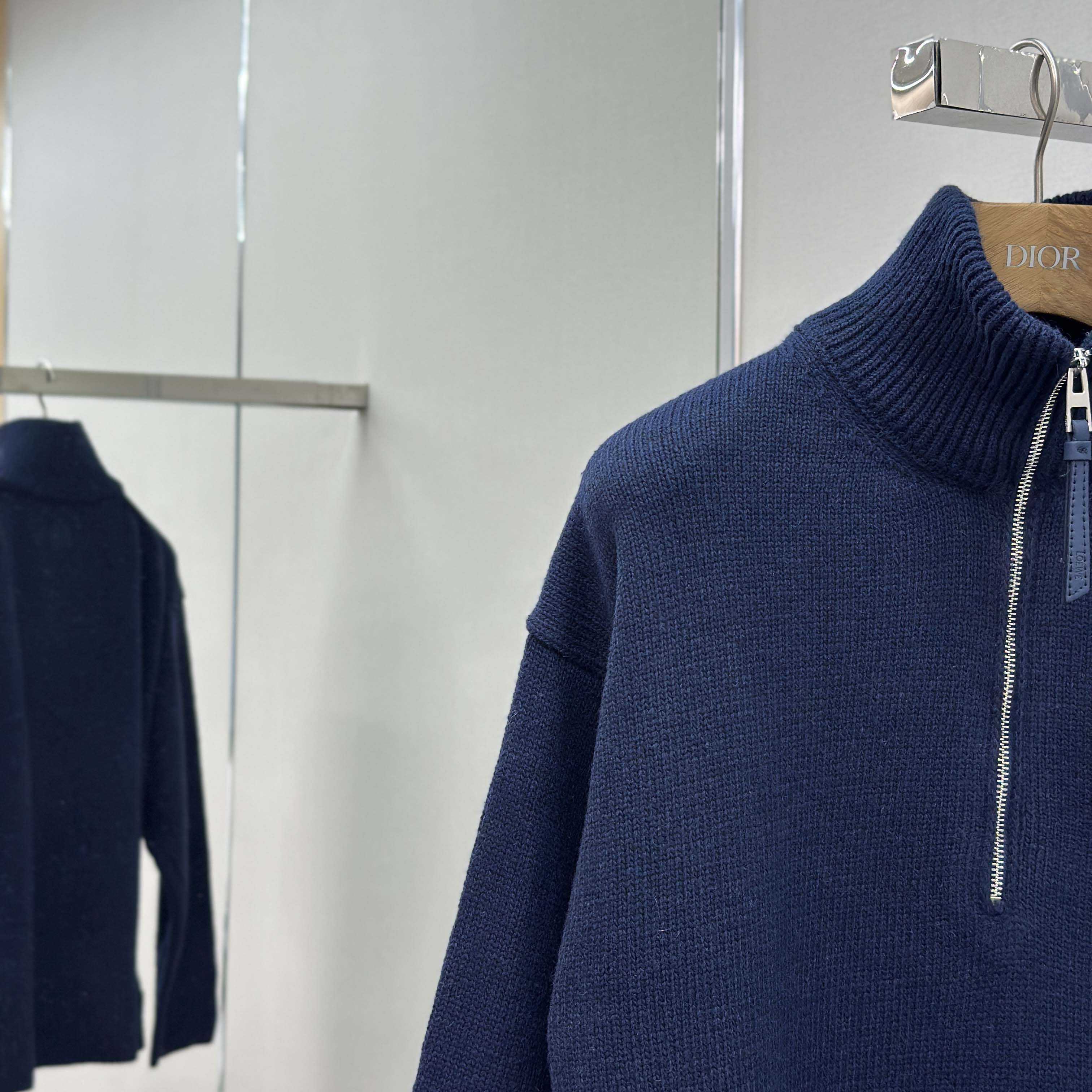 Loewe Zip-up sweater In Wool Blue - DesignerGu