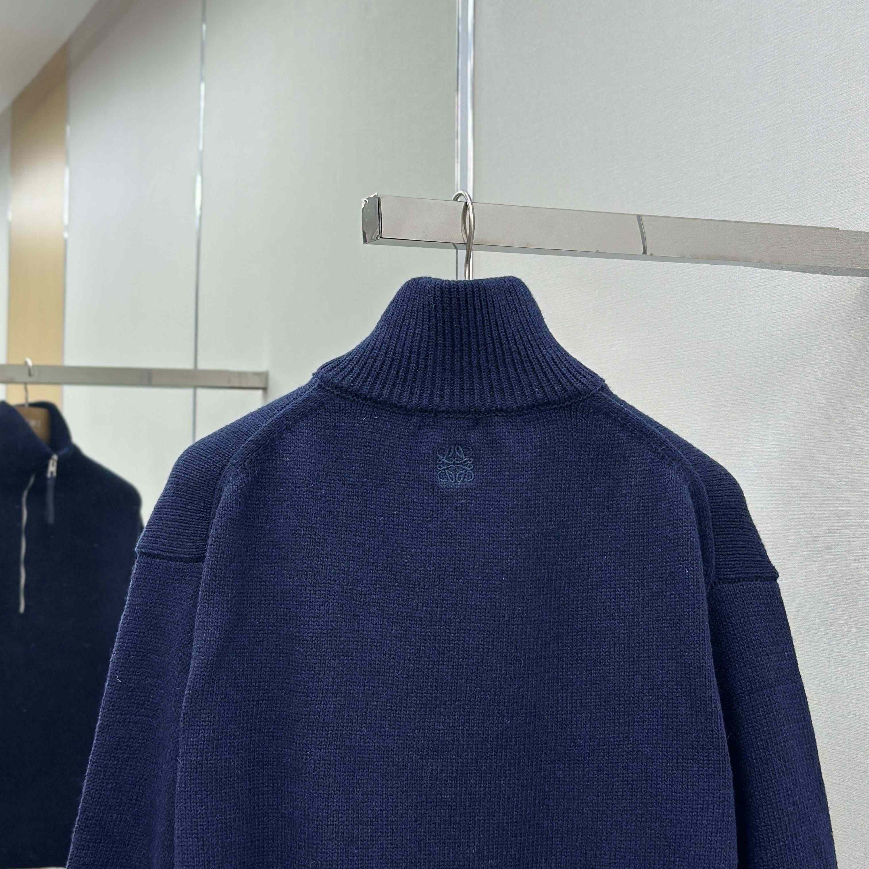 Loewe Zip-up sweater In Wool Blue - DesignerGu