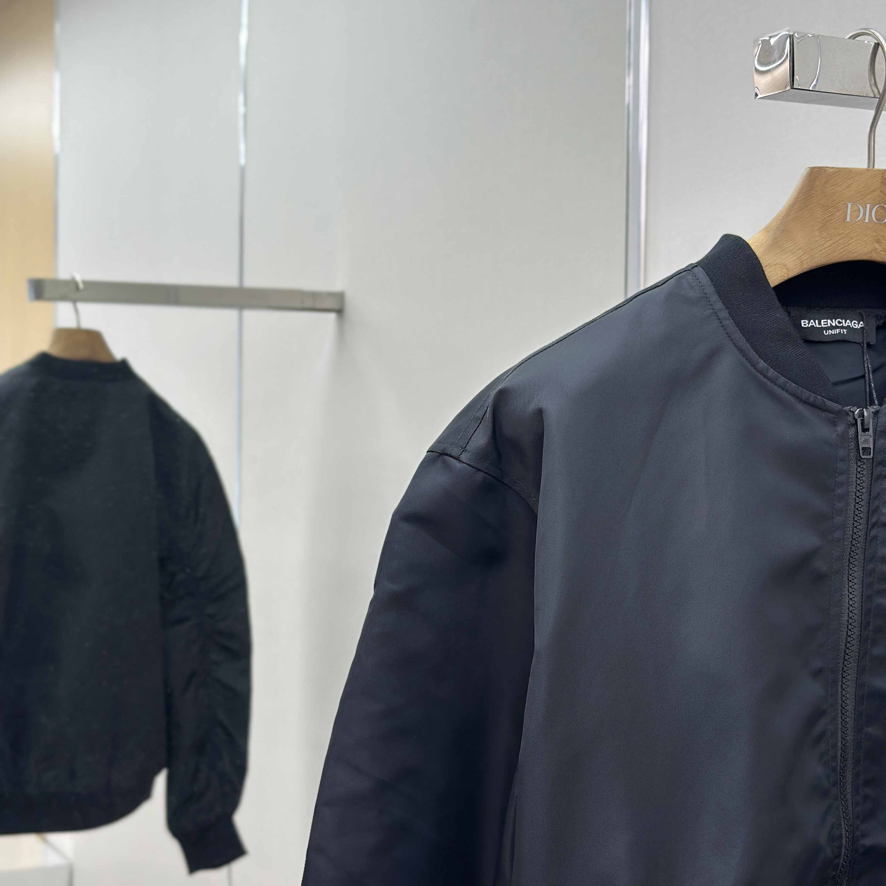 Balenciaga Men's Black Oversize Nylon Varsity Jacket - DesignerGu