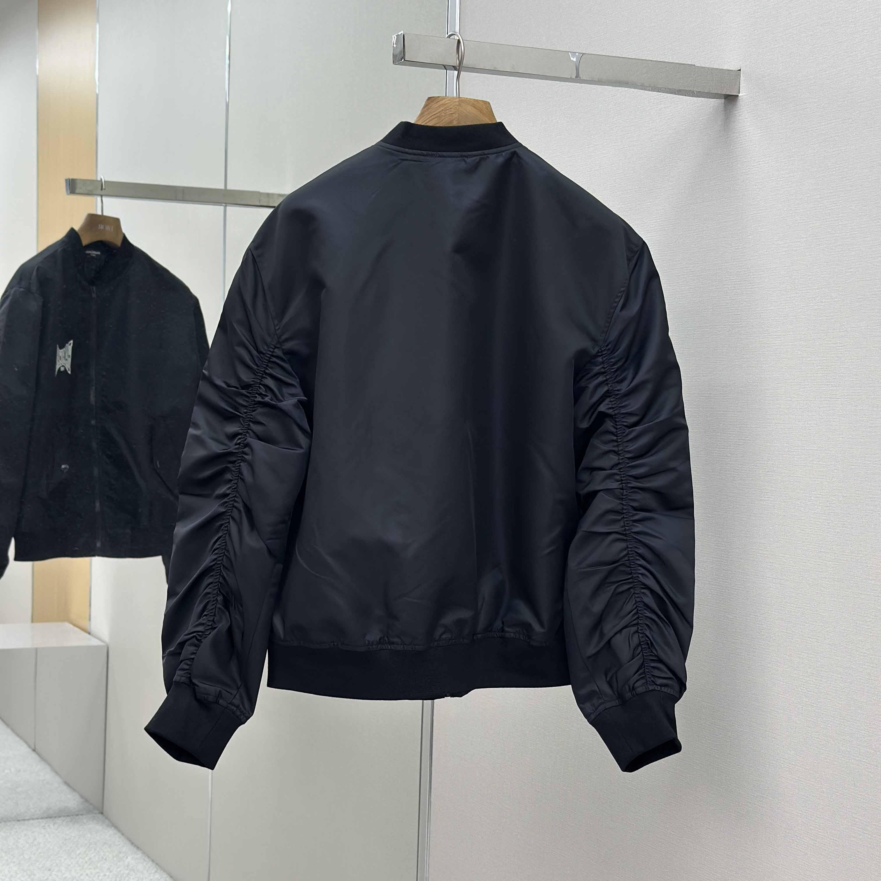 Balenciaga Men's Black Oversize Nylon Varsity Jacket - DesignerGu