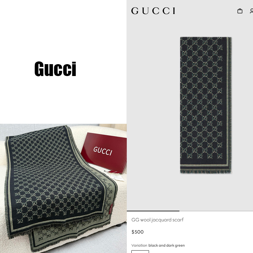 Gucci GG Wool Jacquard Scarf - DesignerGu