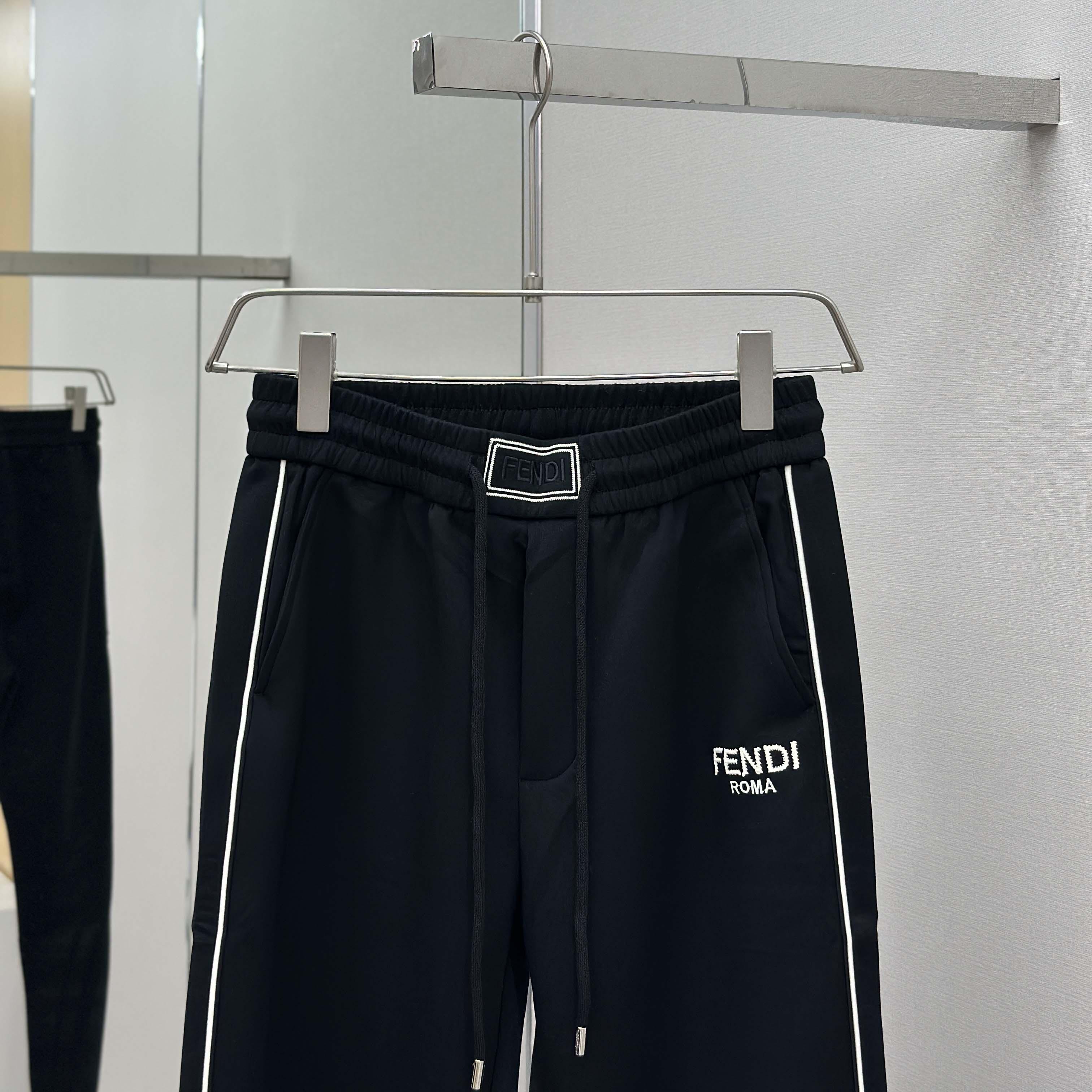 Fendi Black Cotton Pants - DesignerGu