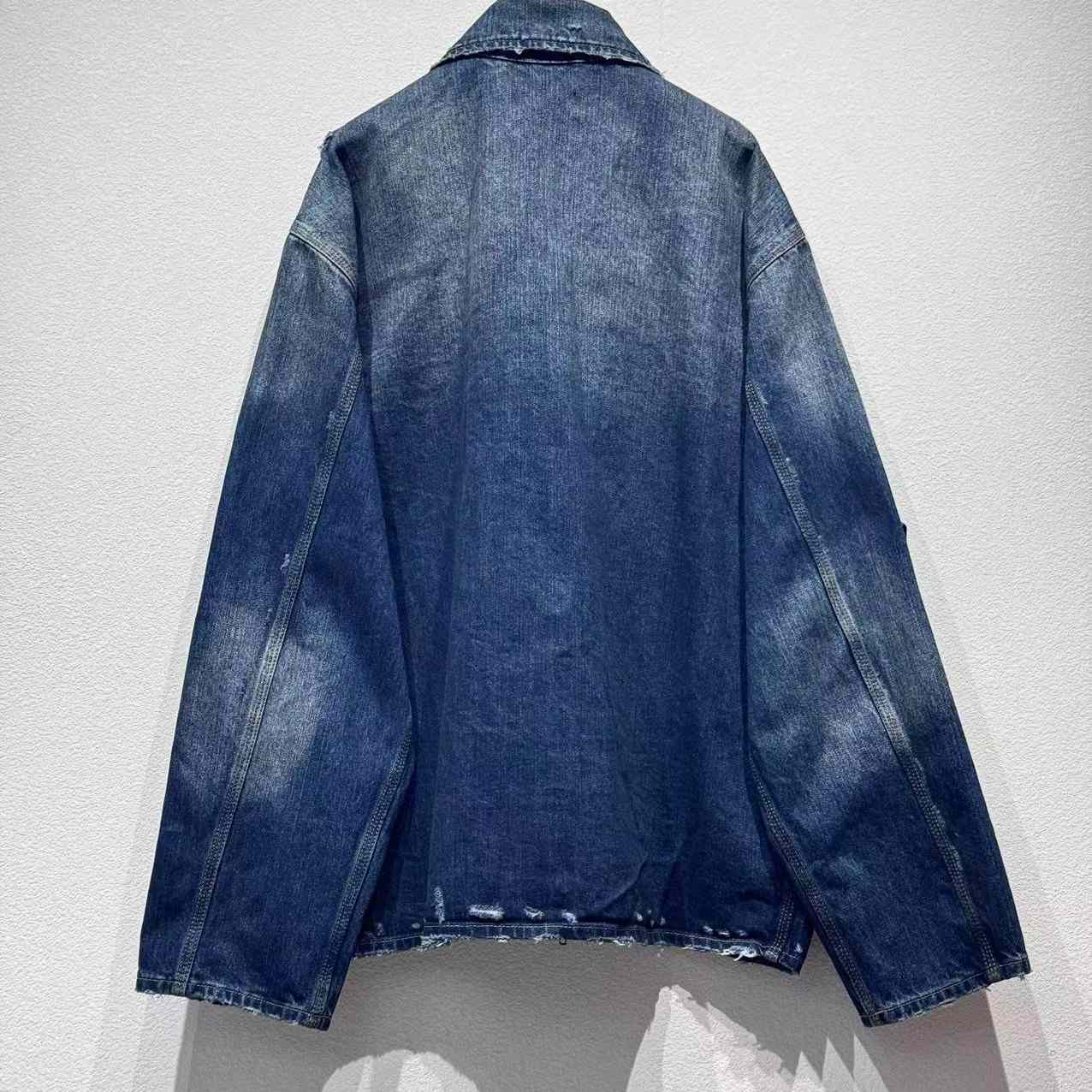 Balenciaga Zip-Up Denim Jacket In Blue Cotton Denim - DesignerGu