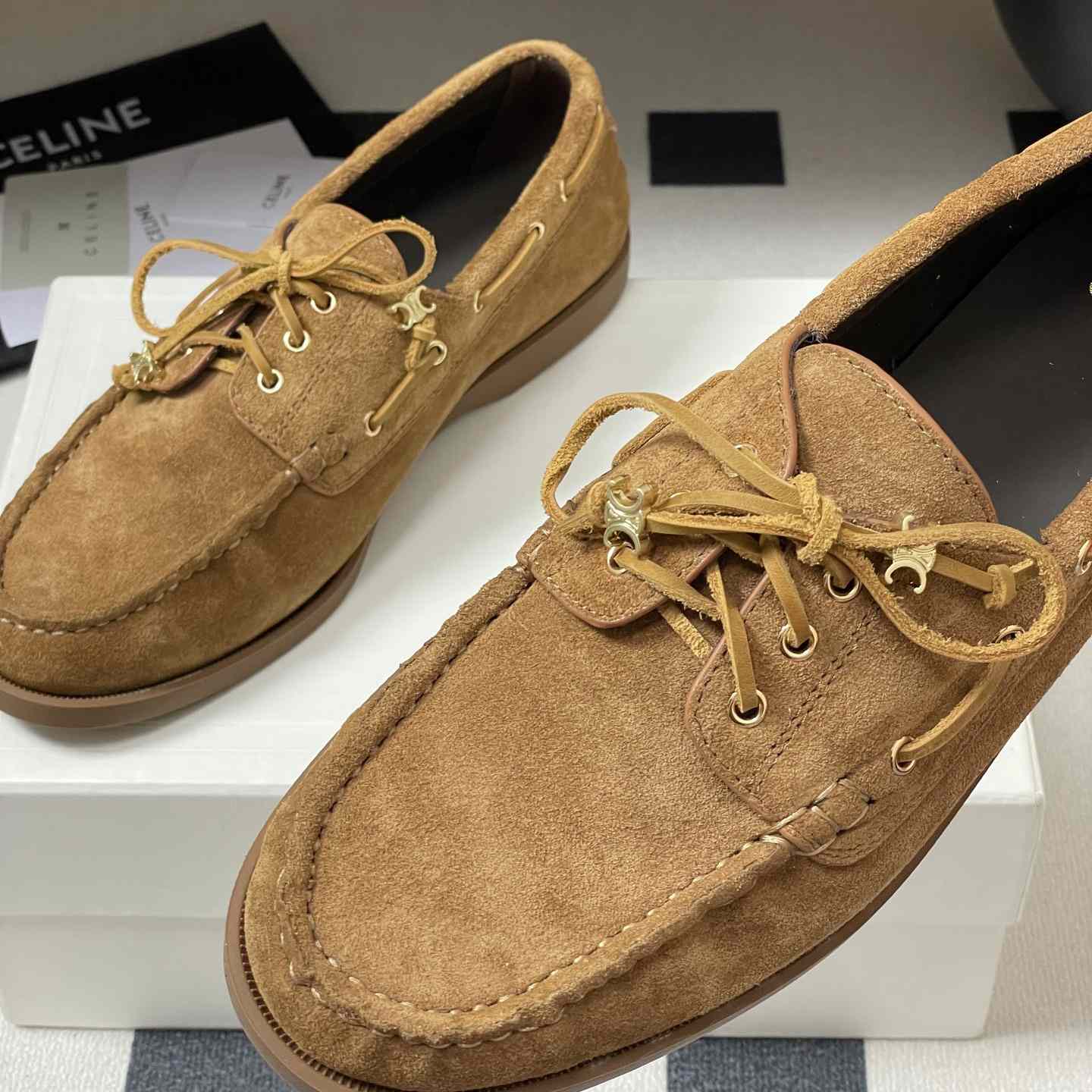 Celine Bateau In Suede Calfskin - DesignerGu