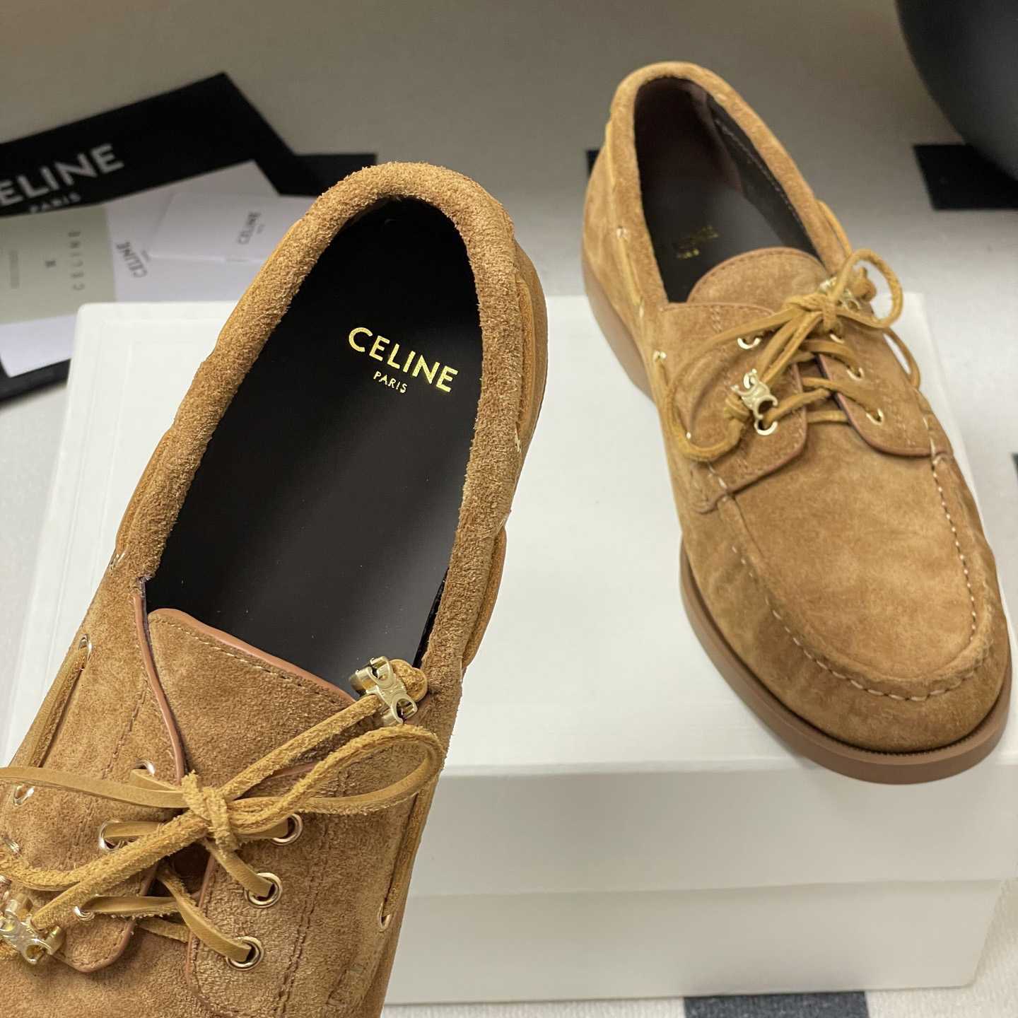 Celine Bateau In Suede Calfskin - DesignerGu