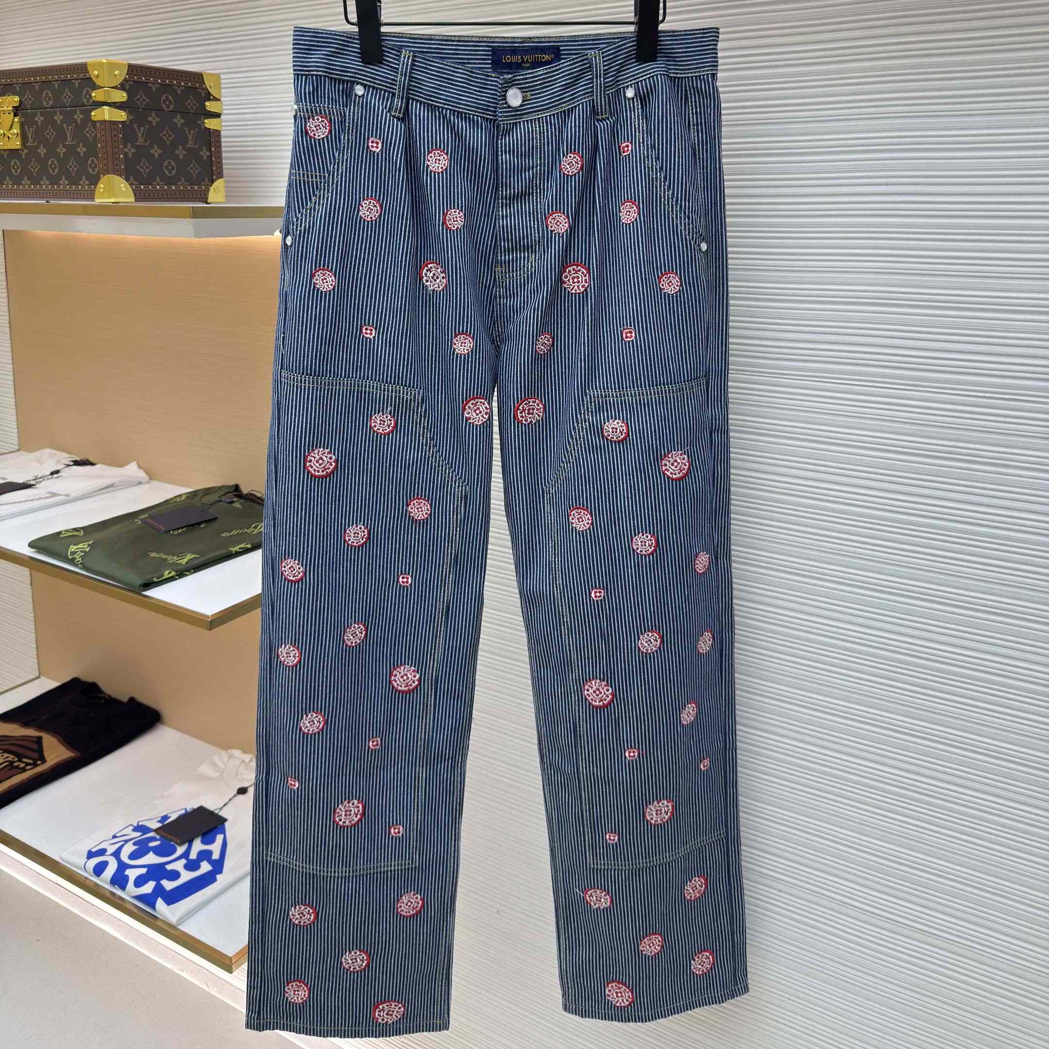Louis Vuitton Embellished Striped Pants - DesignerGu