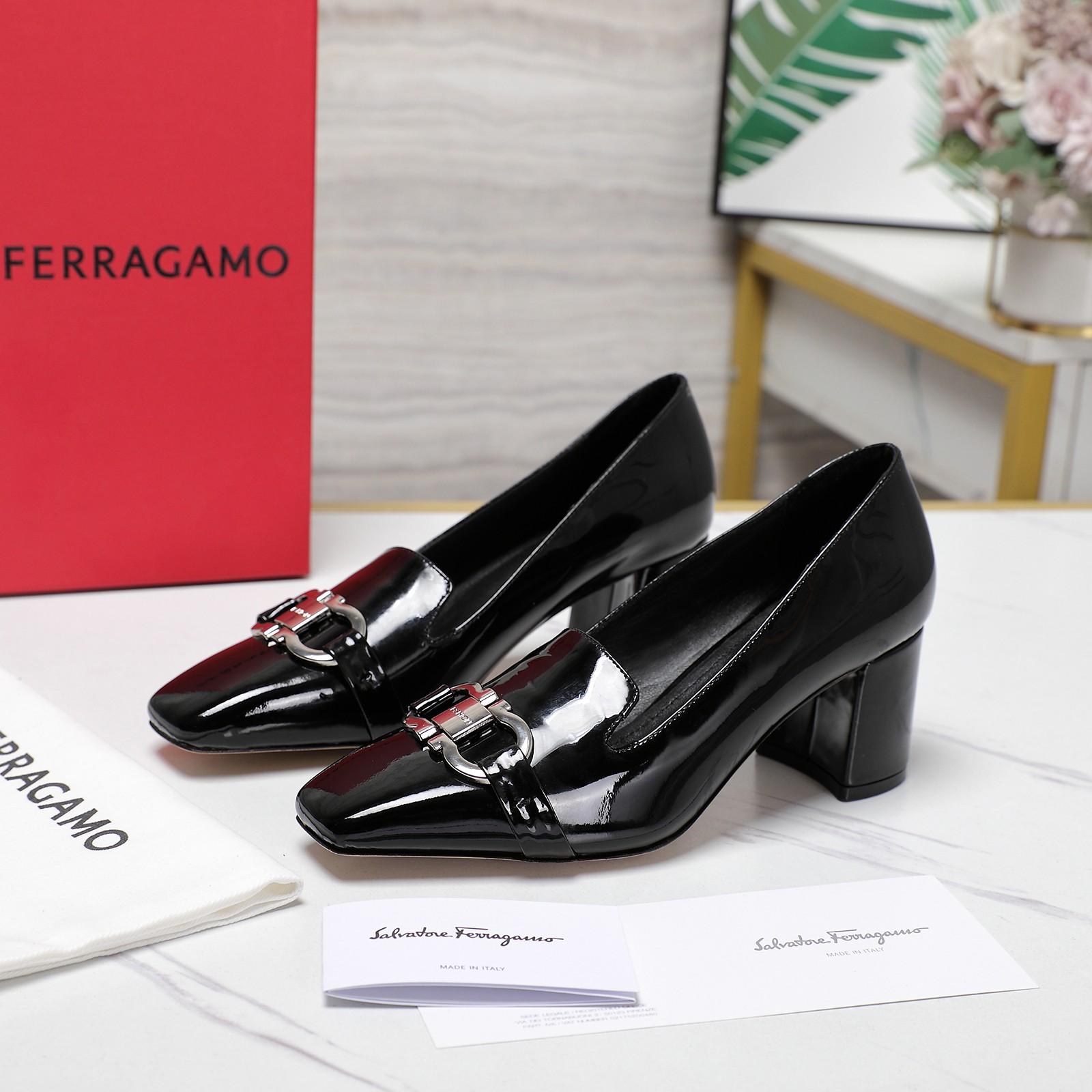 Ferragamo Black Leather Pump   6cm - DesignerGu