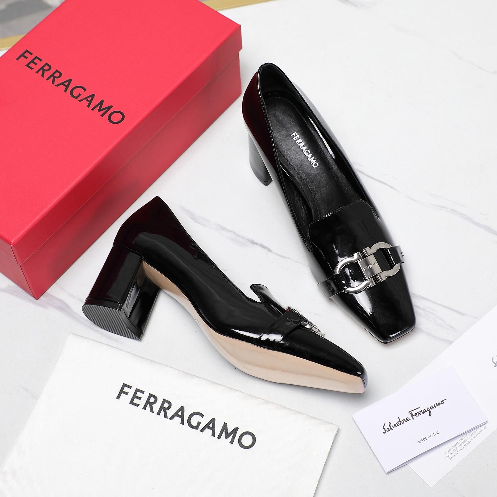 Ferragamo Black Leather Pump   6cm - DesignerGu