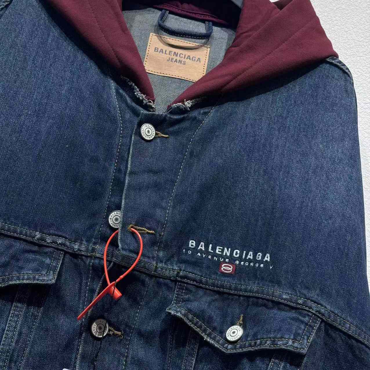 Balenciaga Patched Denim Jacket In Blue Denim And Dark Grey - DesignerGu