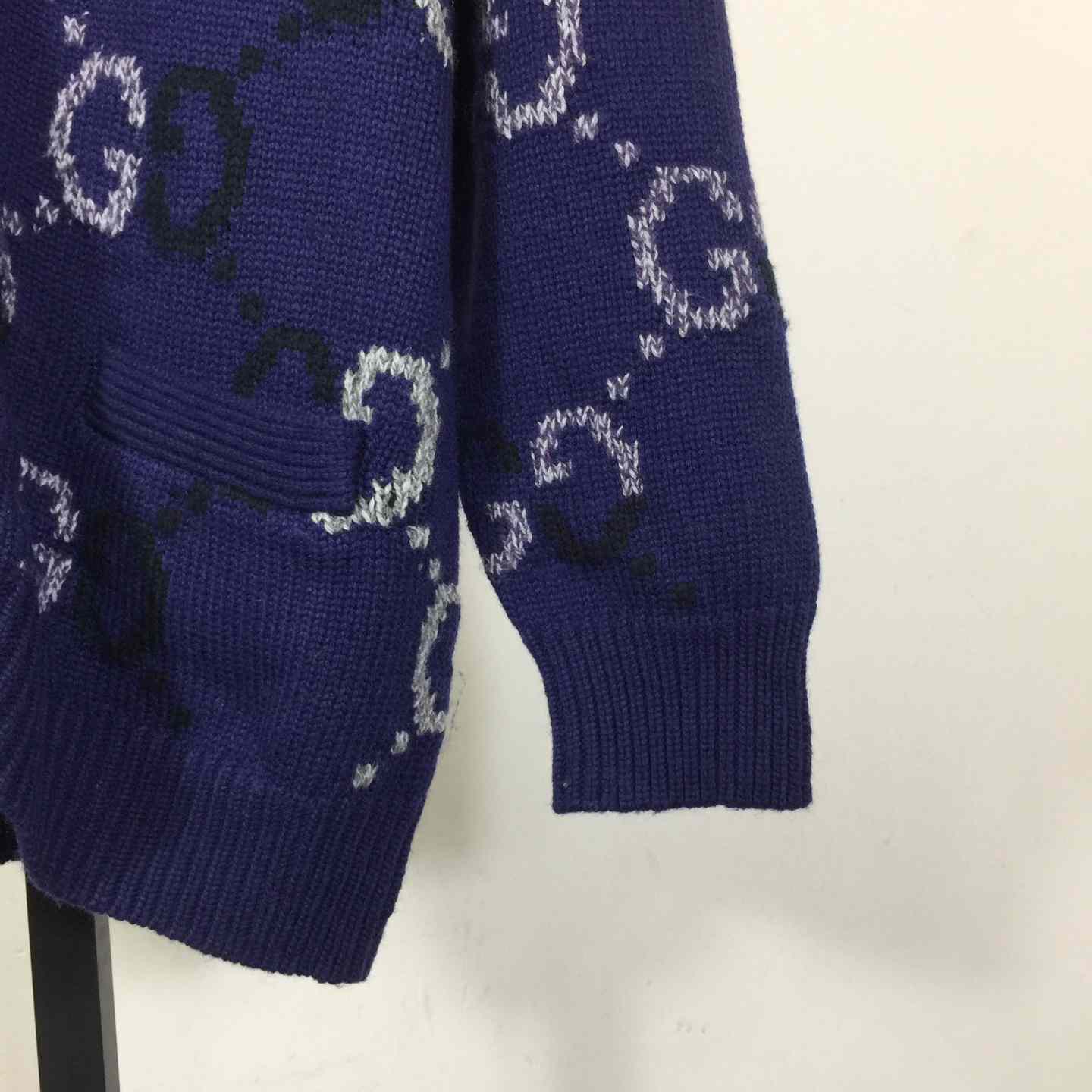 Gucci Wool Cardigan With GG Intarsia - DesignerGu