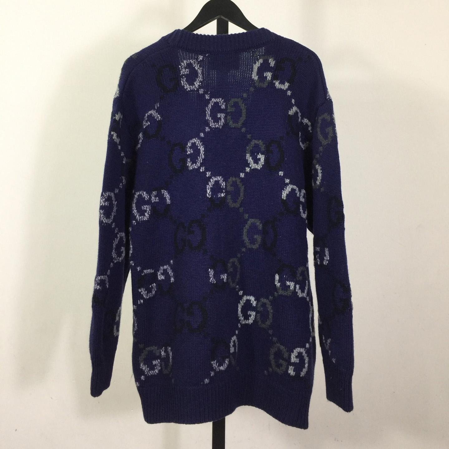 Gucci Wool Cardigan With GG Intarsia - DesignerGu