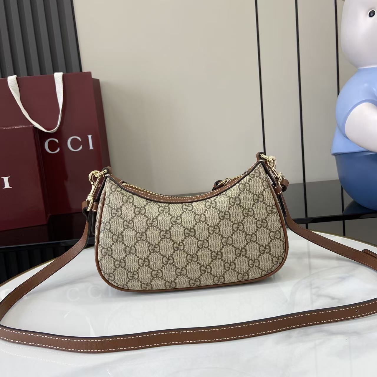 Gucci GG Emblem Small Shoulder Bag - DesignerGu