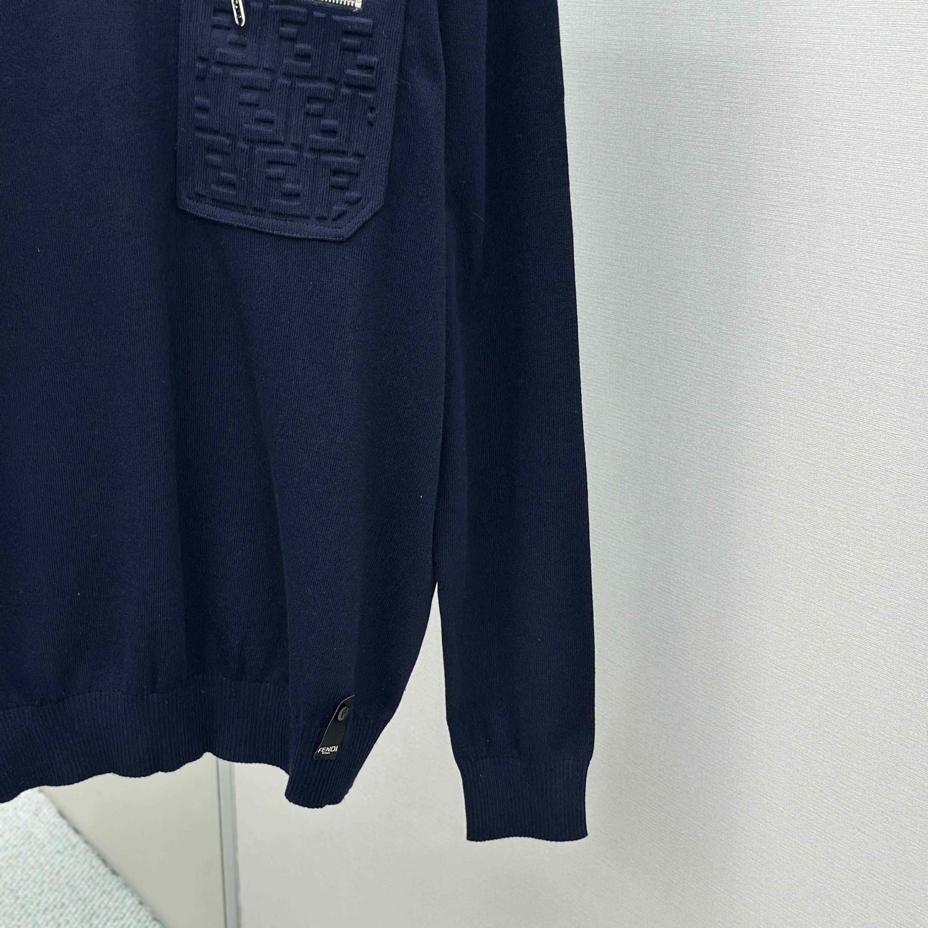 Fendi Navy Blue Wool Jumper - DesignerGu