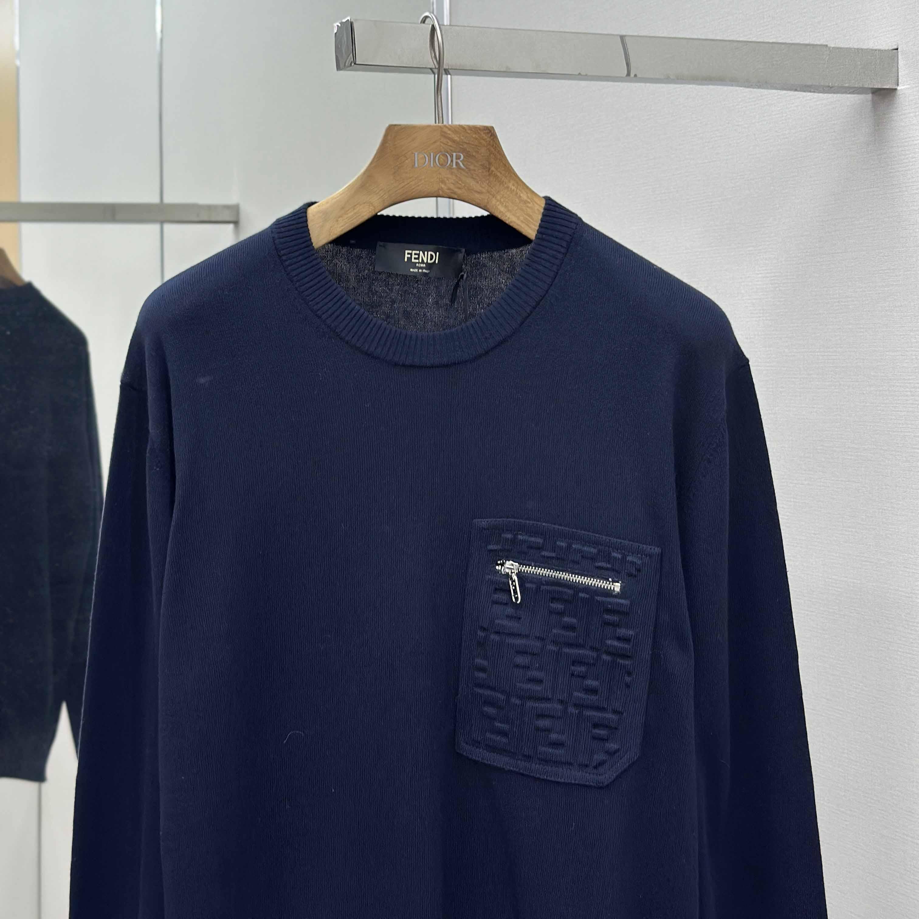 Fendi Navy Blue Wool Jumper - DesignerGu
