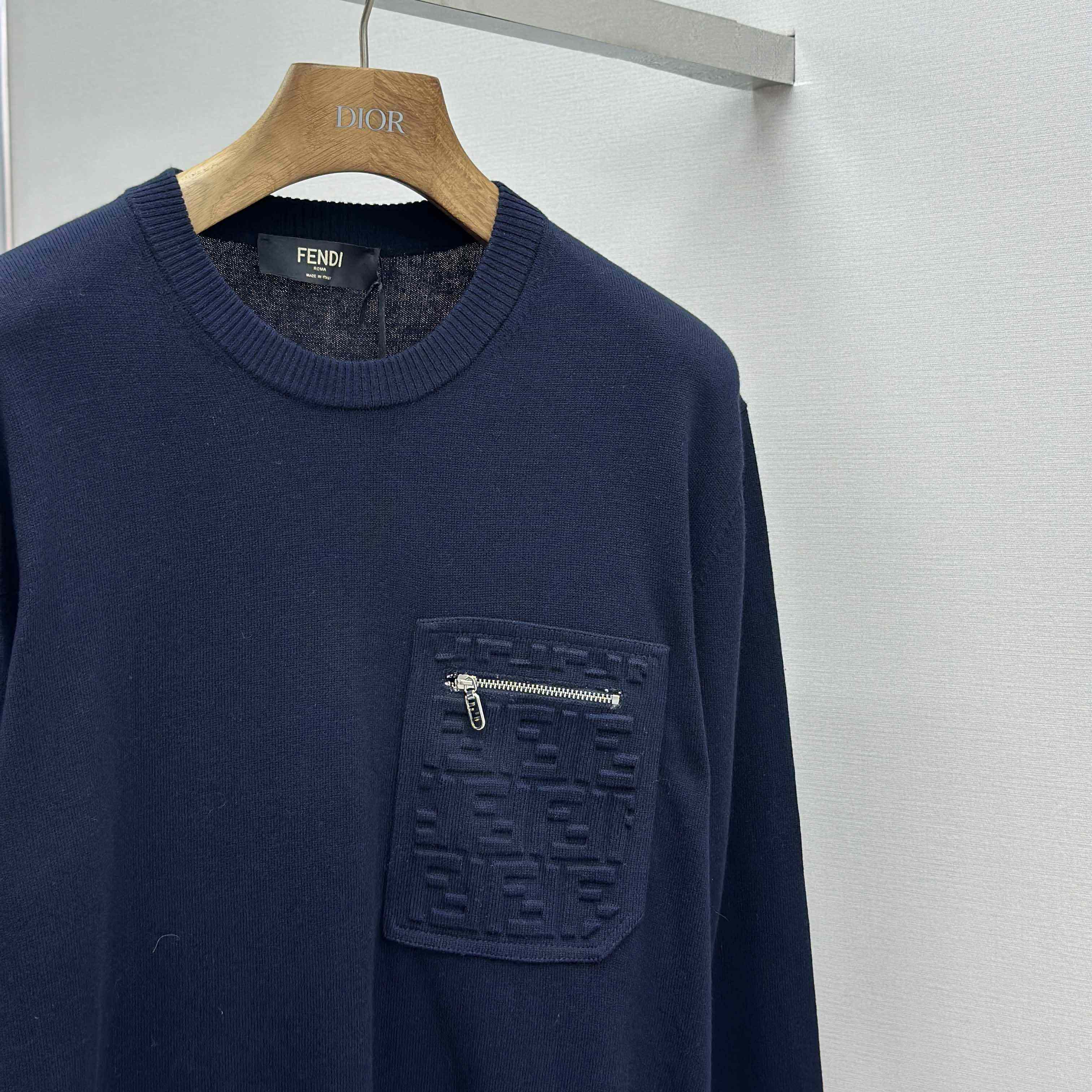 Fendi Navy Blue Wool Jumper - DesignerGu