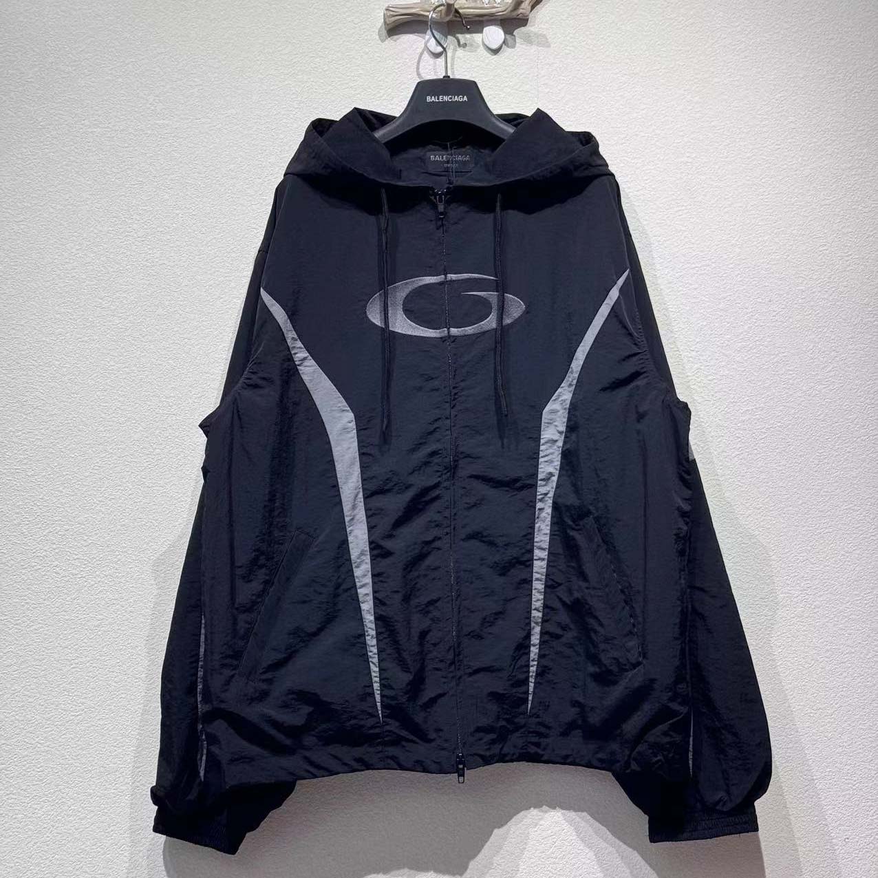 Balenciaga Loop Sports Icon Large Tracksuit Jacket 'Black/Elephant Grey' - DesignerGu