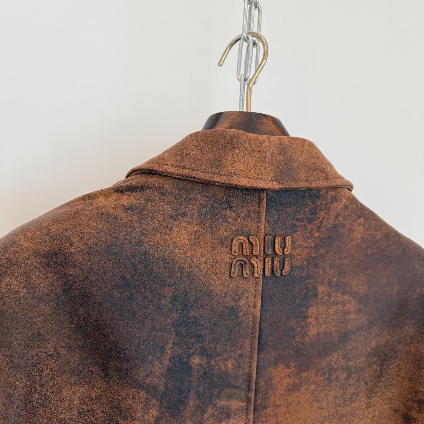 Miu Miu Waxed Suede Leather Jacket - DesignerGu