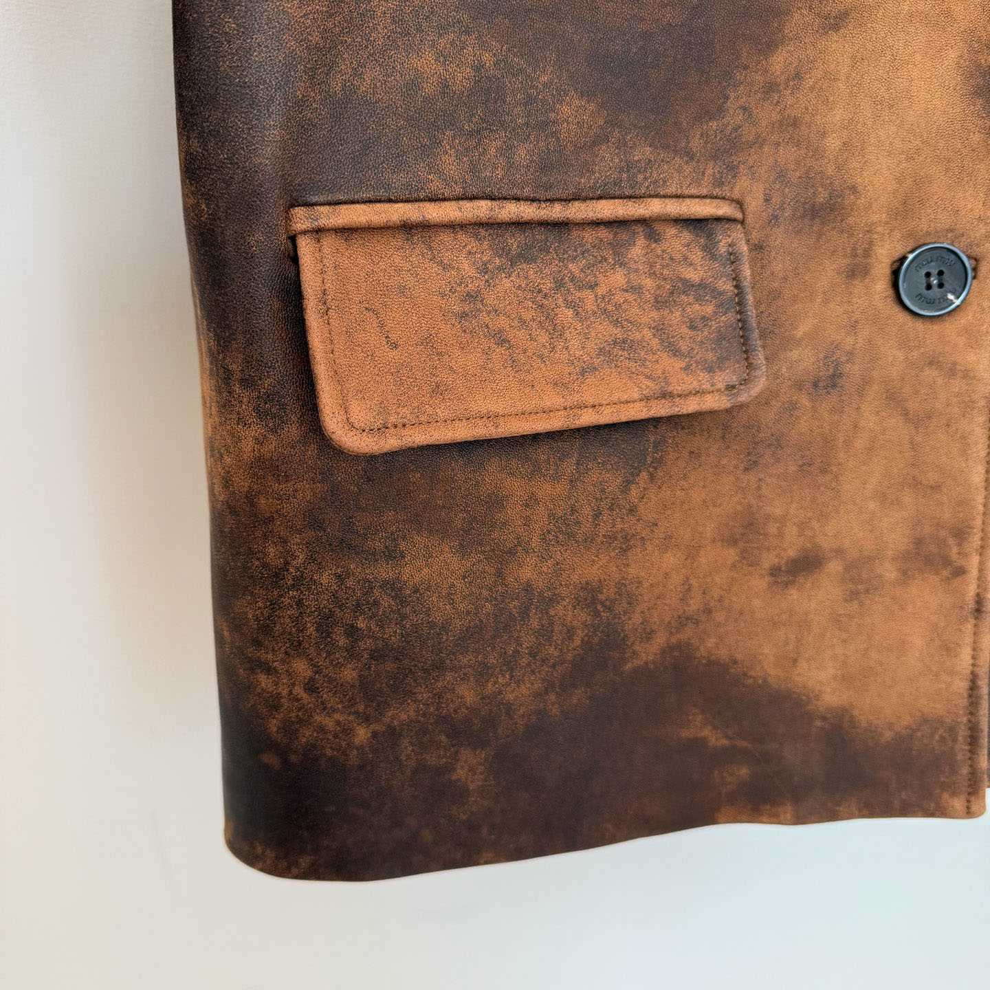 Miu Miu Waxed Suede Leather Jacket - DesignerGu