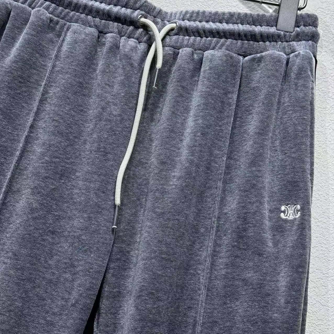 Celine Velvet Triomphe Track Pants - DesignerGu