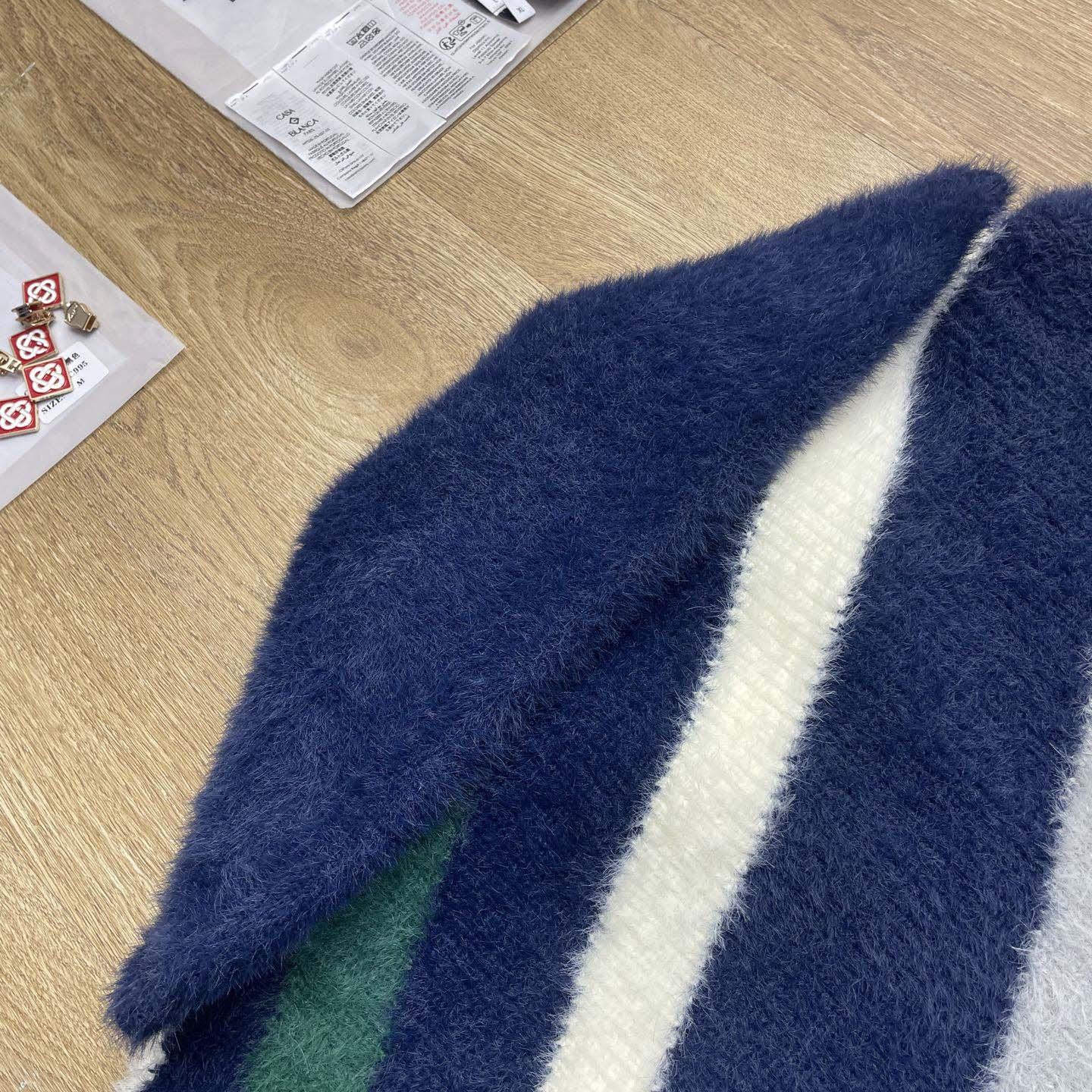 Casablanca Striped Fluffy Zip Up Jumper     D0106 - DesignerGu