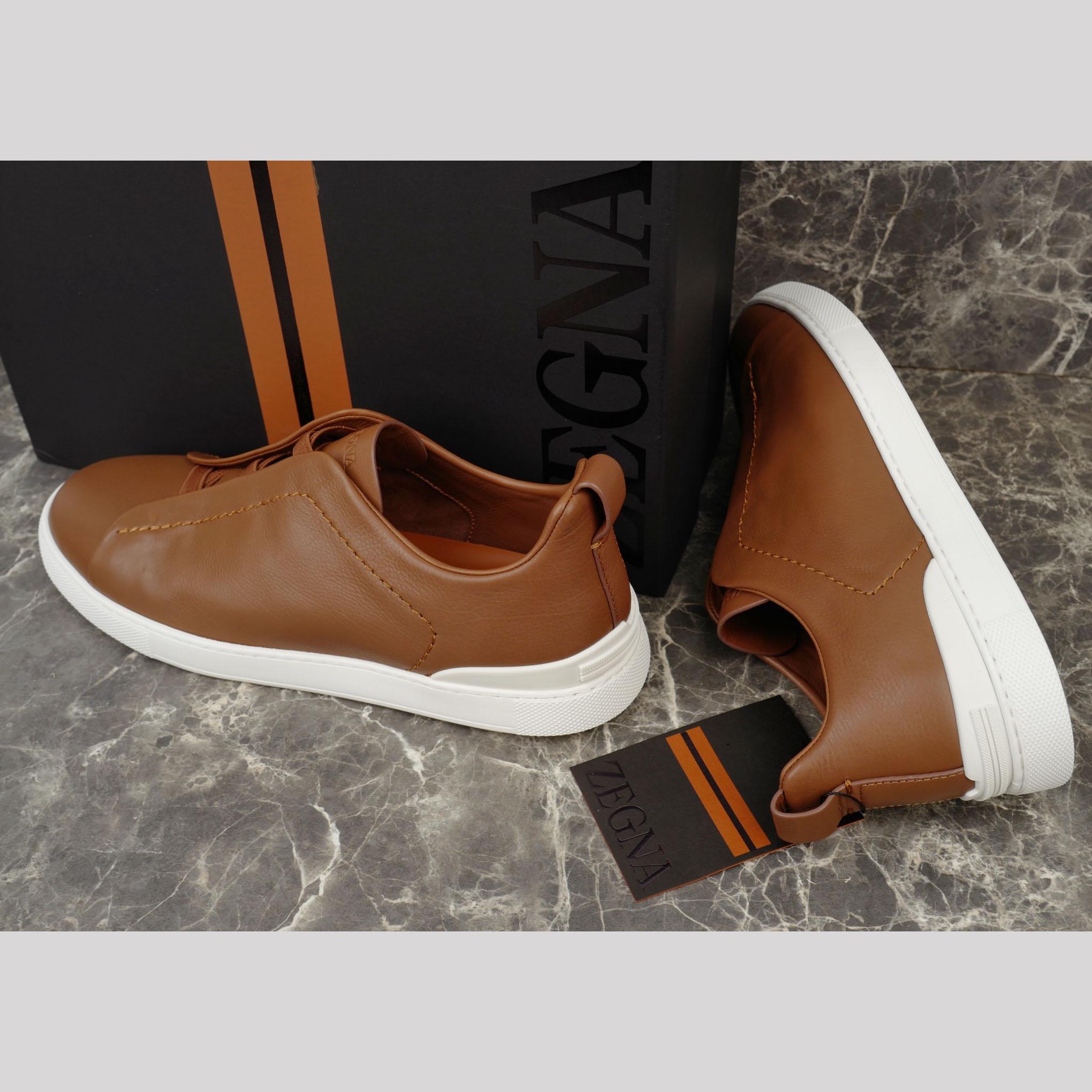 Zegna Beige Secondskin Triple Stitch™ Sneakers - DesignerGu