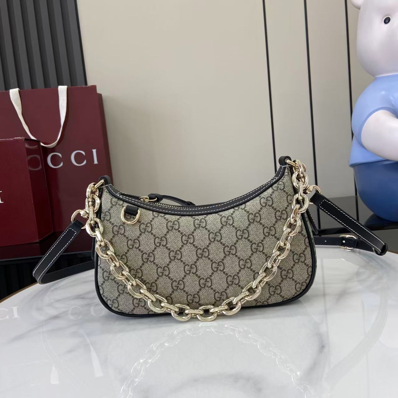 Gucci GG Emblem Small Shoulder Bag - DesignerGu