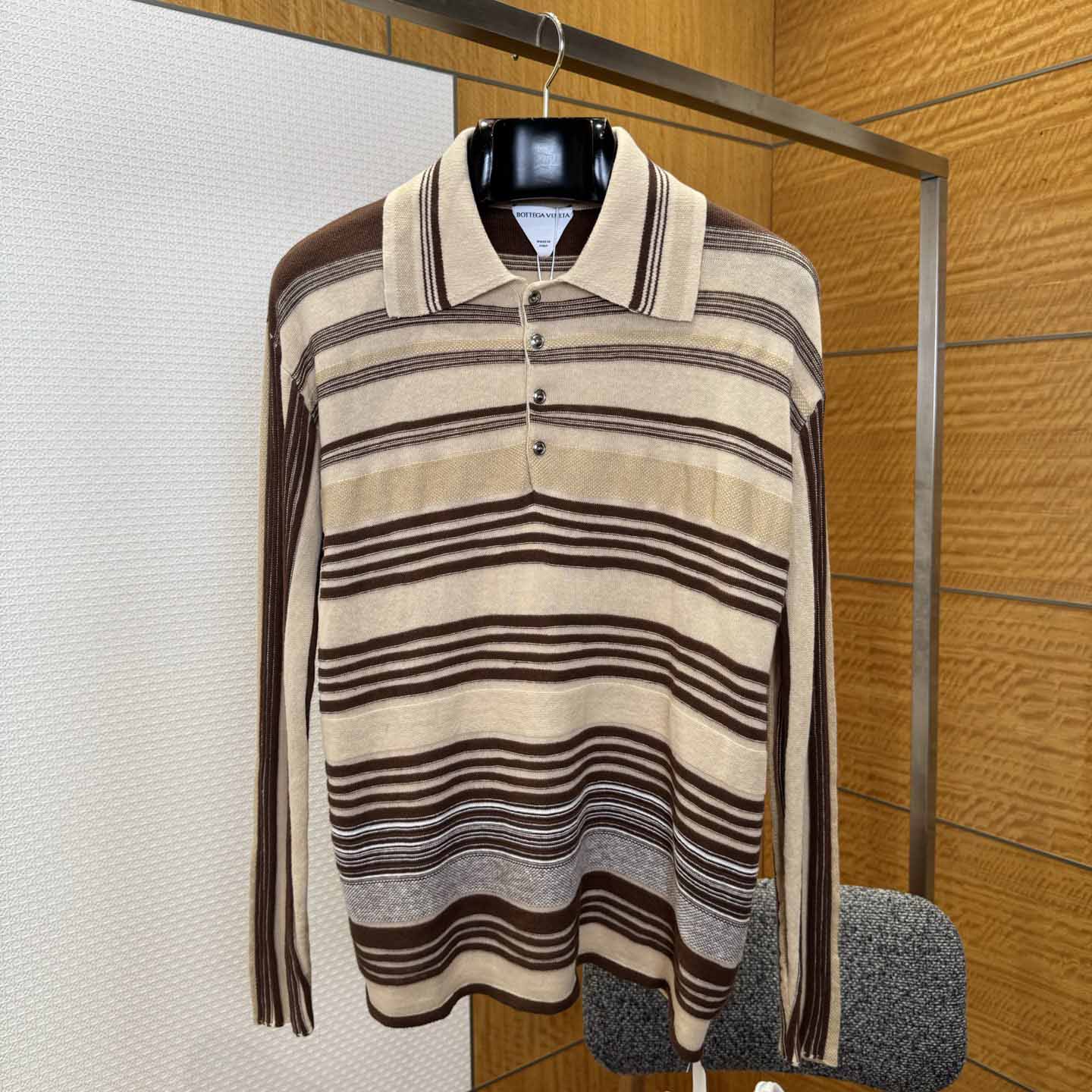 Bottega Veneta Men's Striped Linen-Blend Polo Shirt - DesignerGu