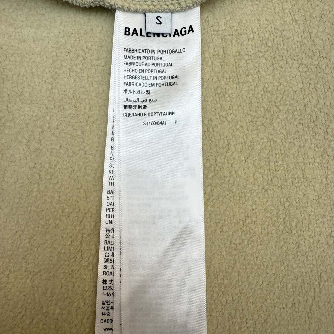 Balenciaga Tape Type Ripped Hoodie In Beige Dry leece - DesignerGu